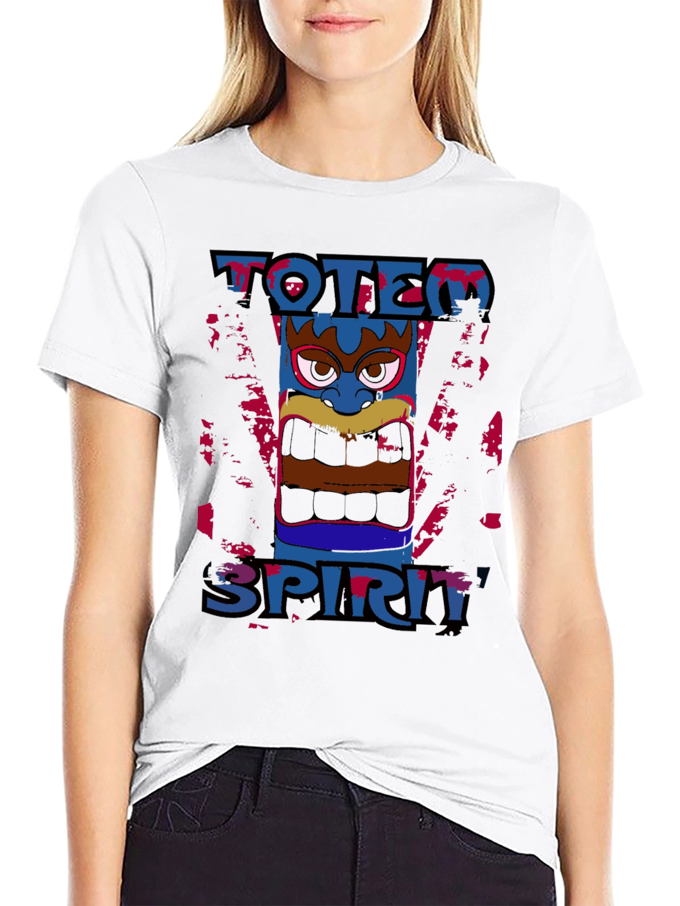 Totem Spirit Graphic Tee - Black Cotton T-Shirt