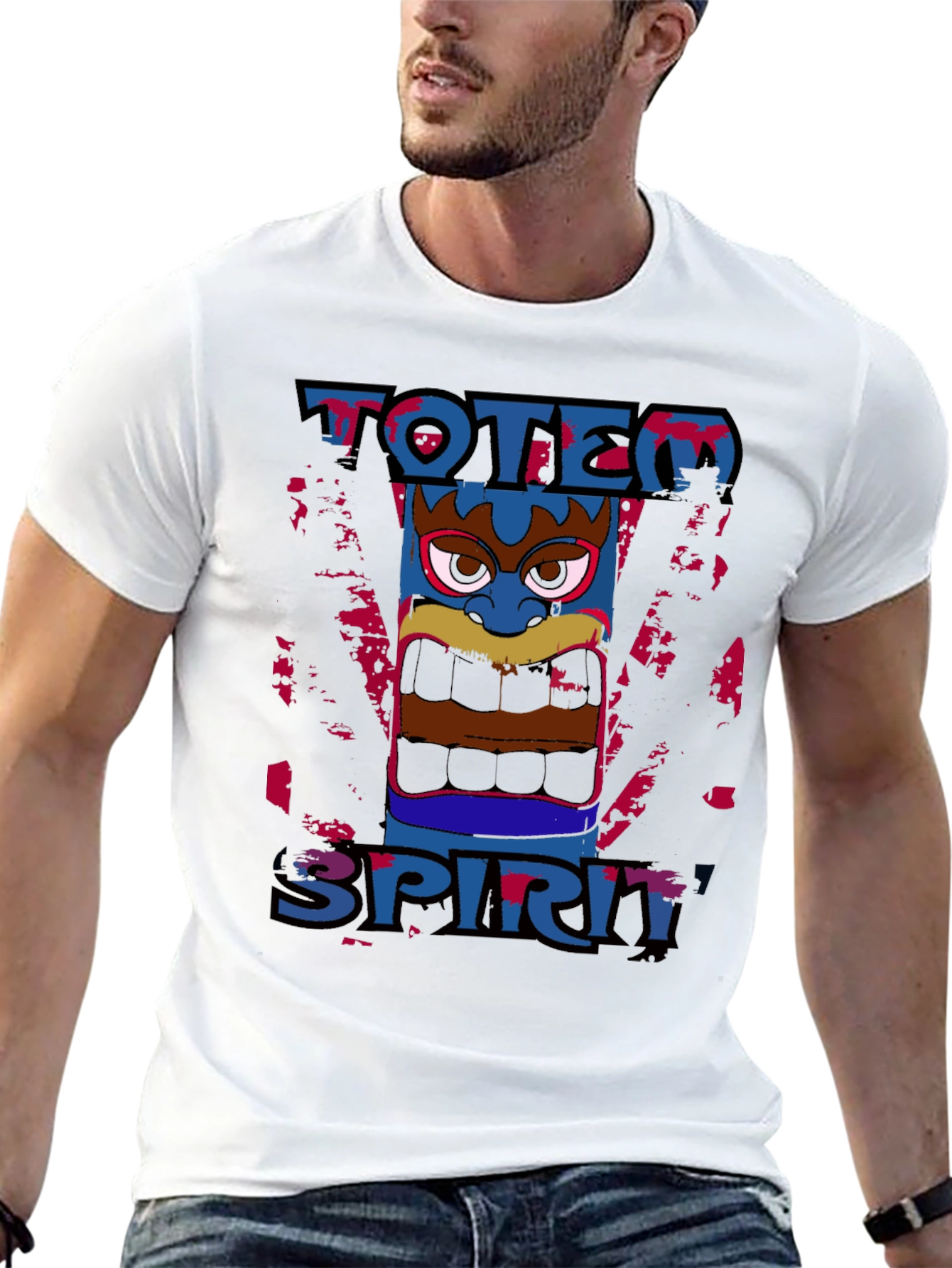 Totem Spirit Graphic Tee - Black Cotton T-Shirt