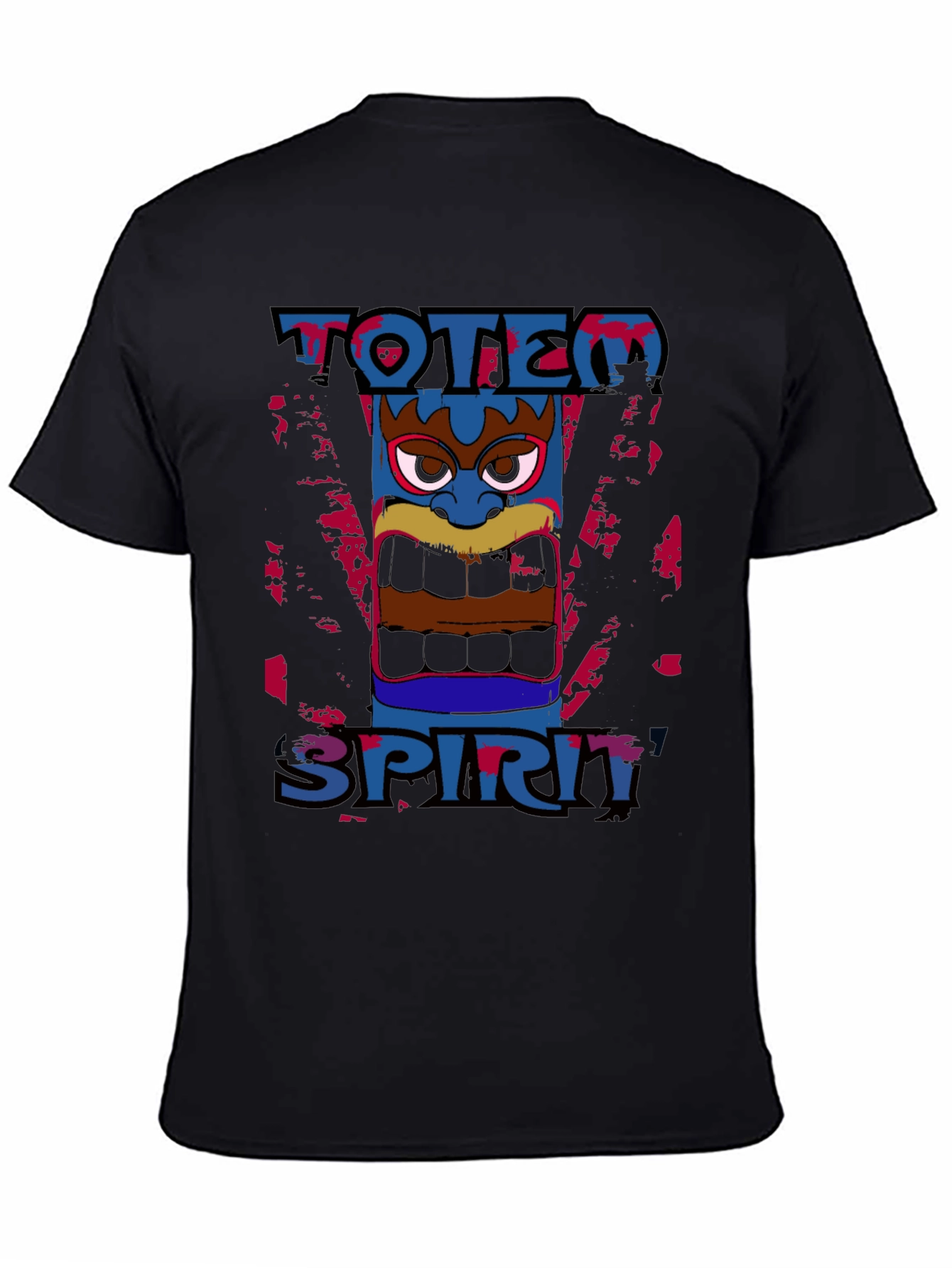 Totem Spirit Graphic Tee - Black Cotton T-Shirt