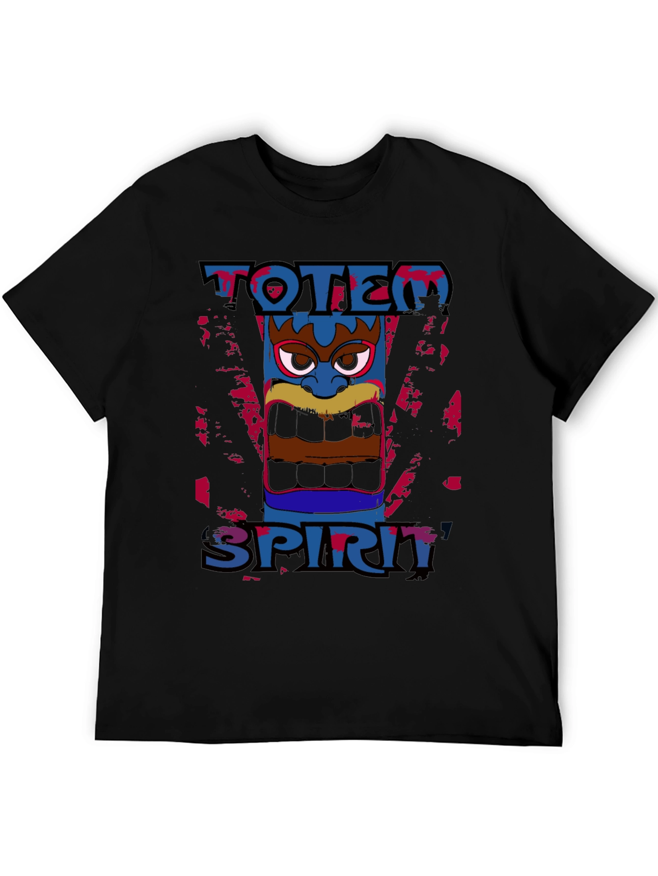 Totem Spirit Graphic Tee - Black Cotton T-Shirt