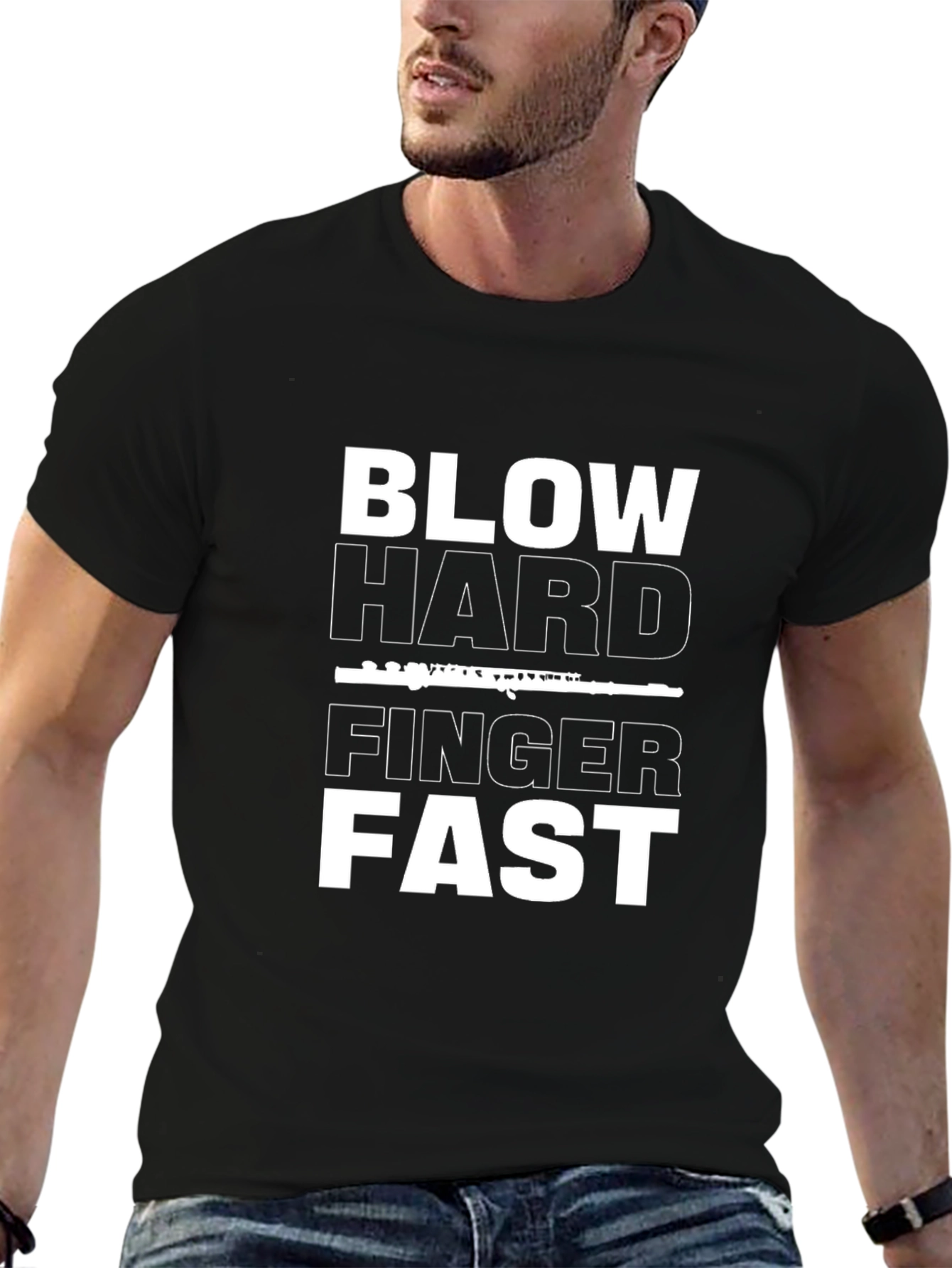 Blow Hard Finger Fast T-Shirt Funny Musician Tee