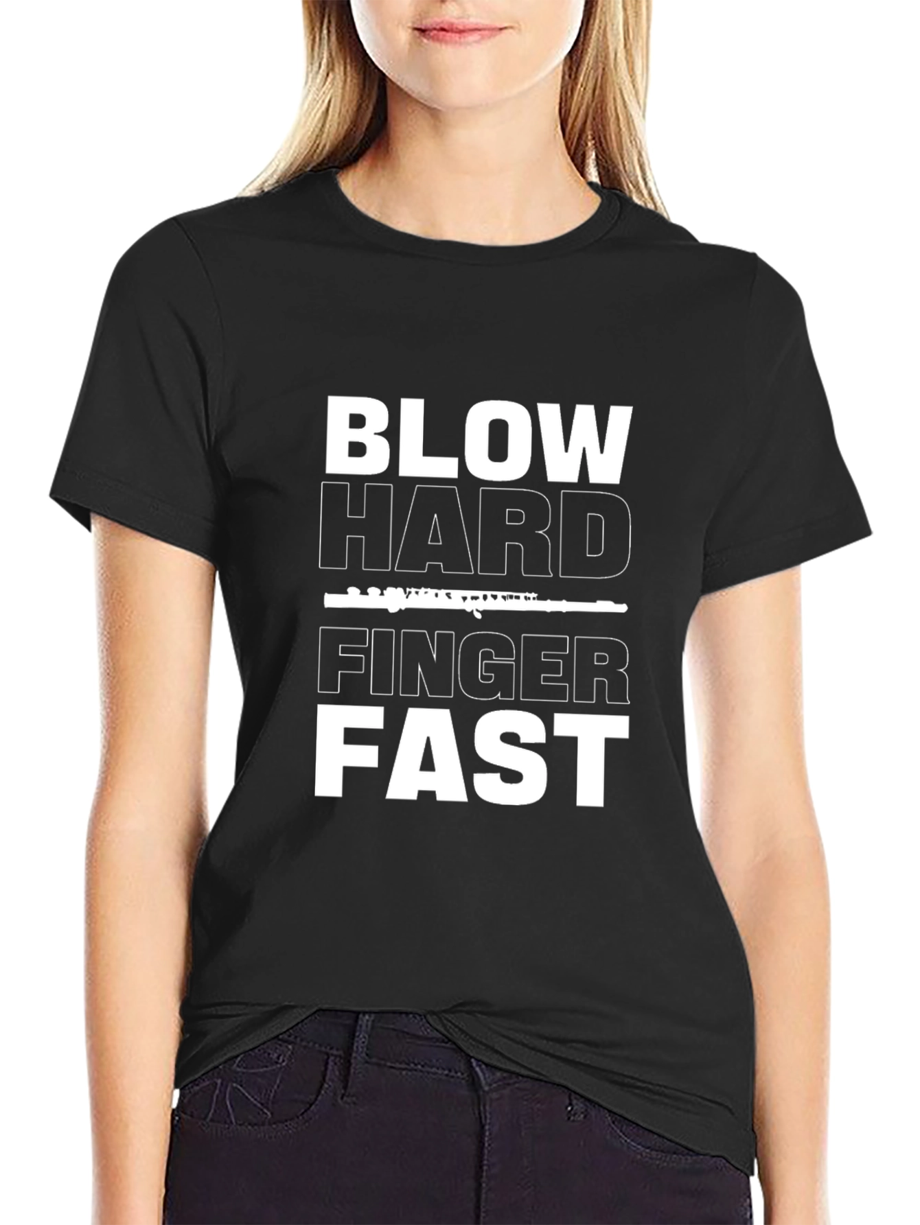 Blow Hard Finger Fast T-Shirt Funny Musician Tee