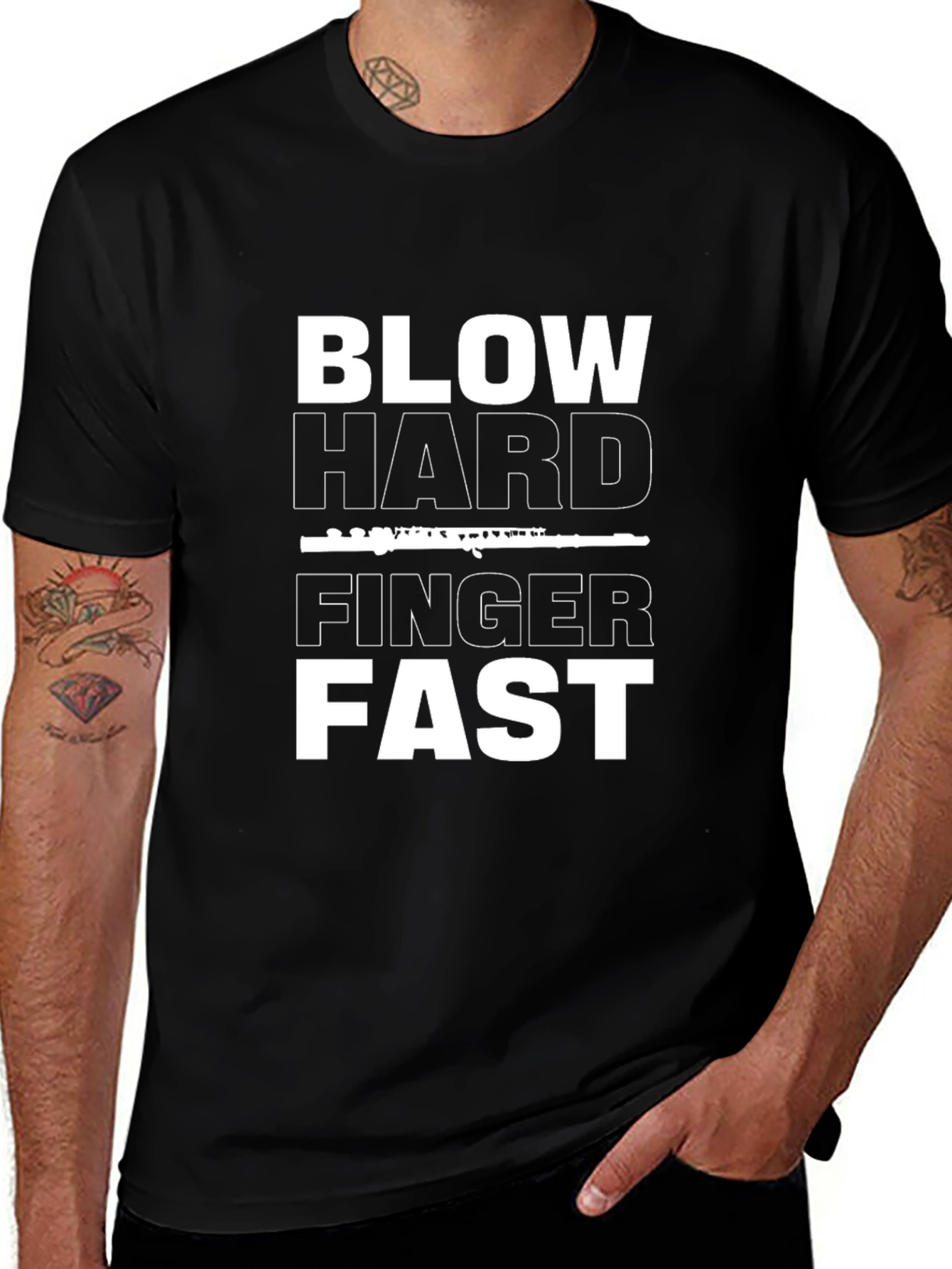 Blow Hard Finger Fast T-Shirt Funny Musician Tee