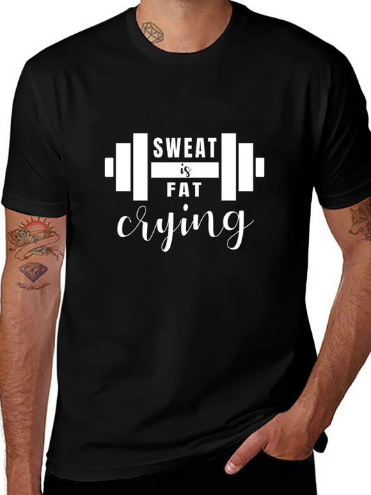 Sweat is Fat Crying Graphic T-Shirt - Black