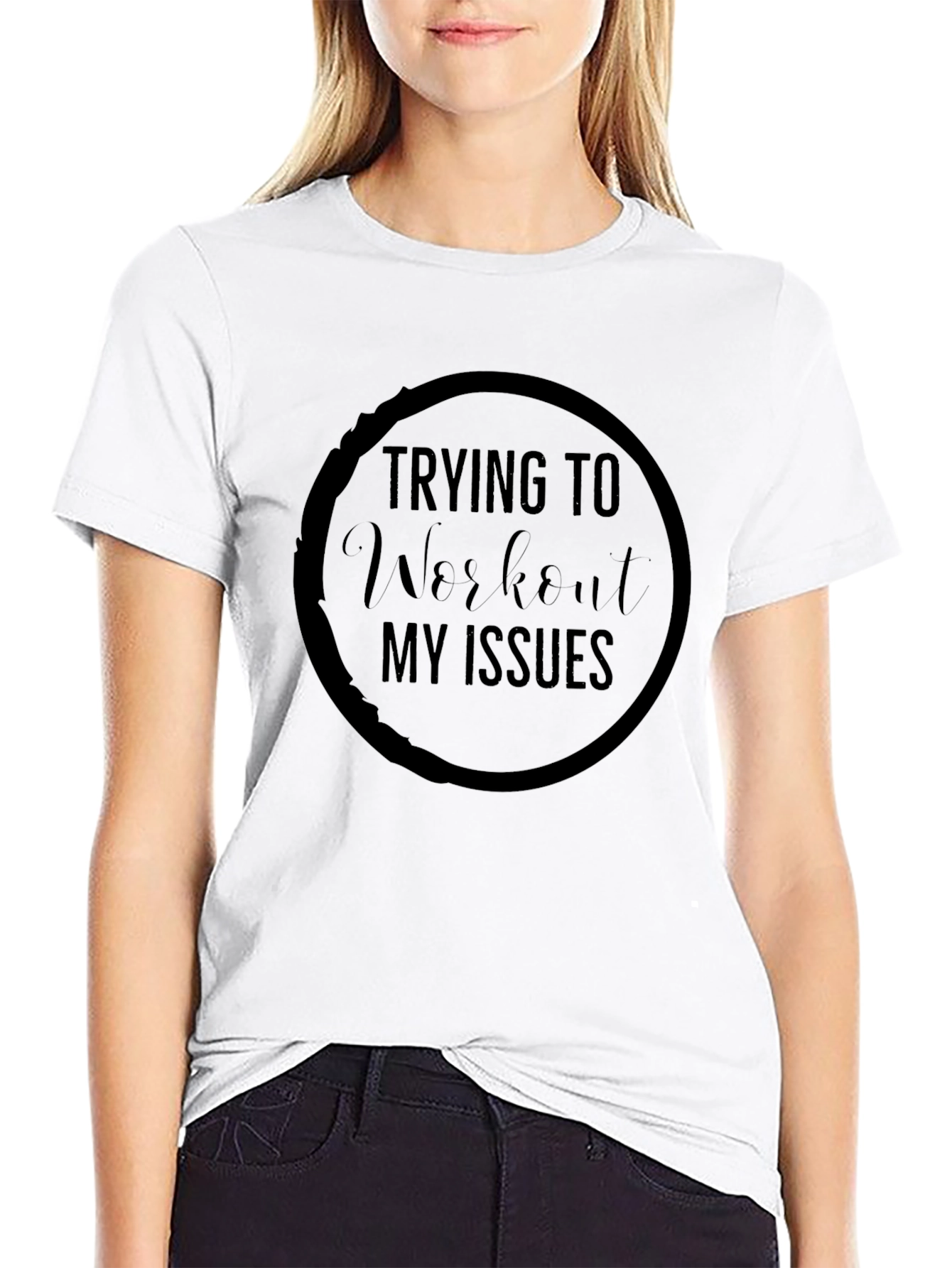Workout My Issues Graphic Tee - Black Cotton
