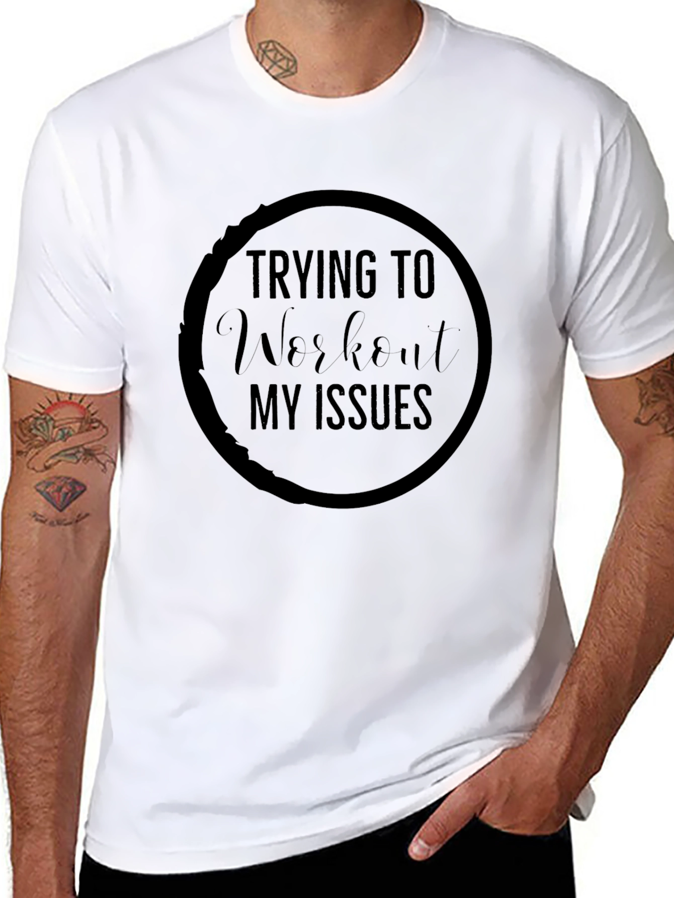 Workout My Issues Graphic Tee - Black Cotton