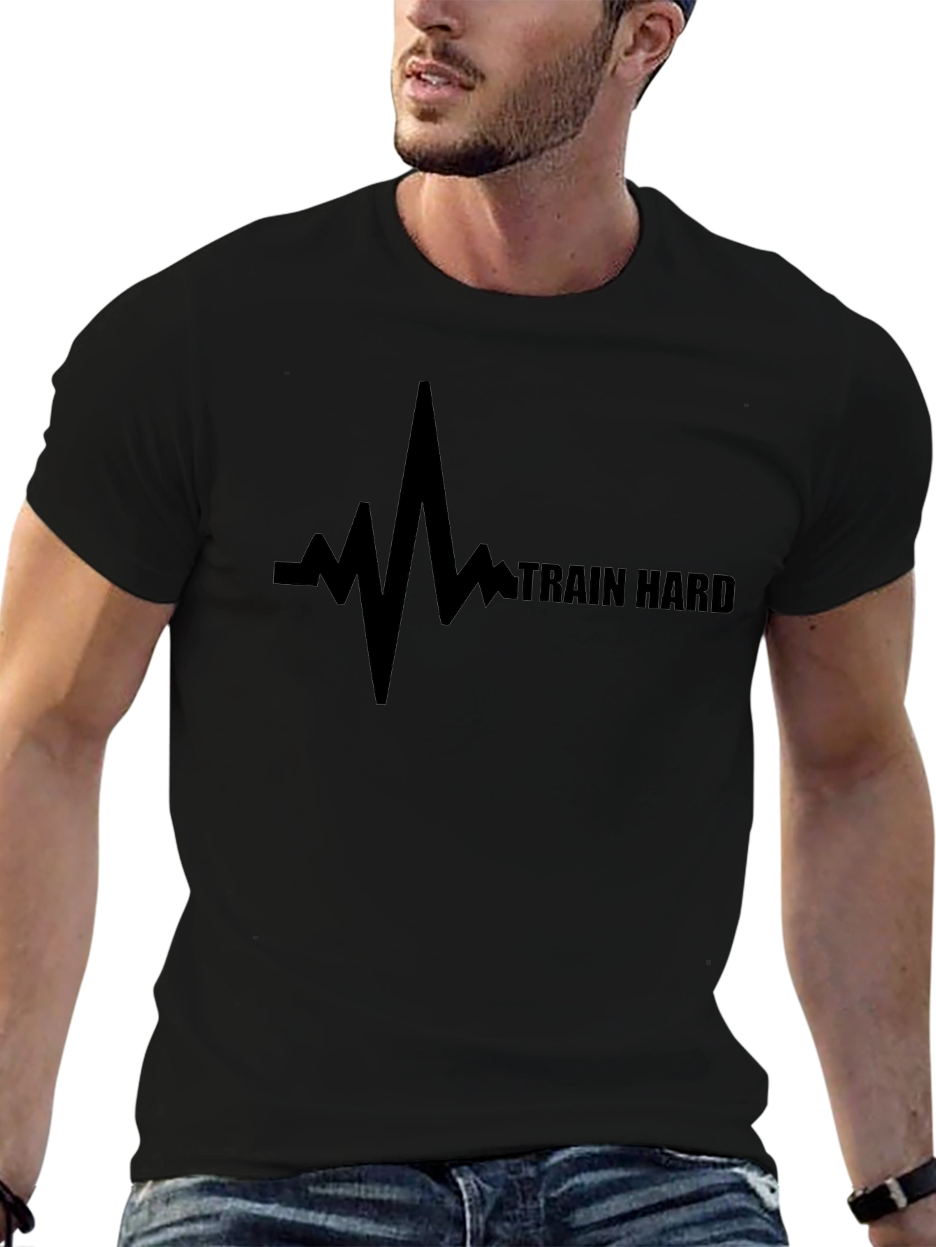 Train Hard Motivational Black T-Shirt