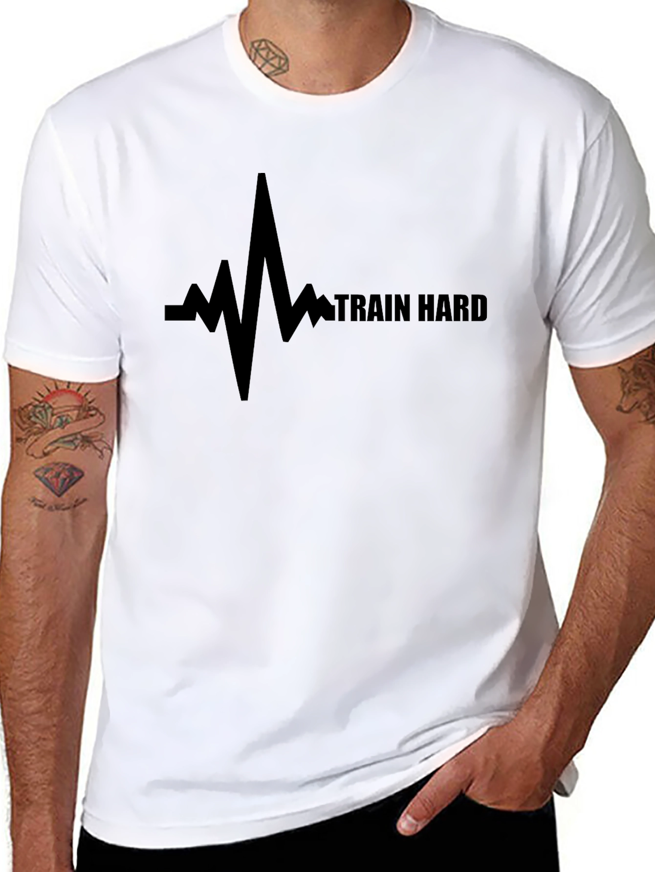 Train Hard Motivational Black T-Shirt