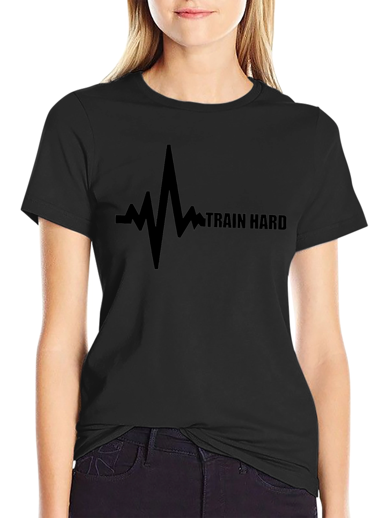 Train Hard Motivational Black T-Shirt