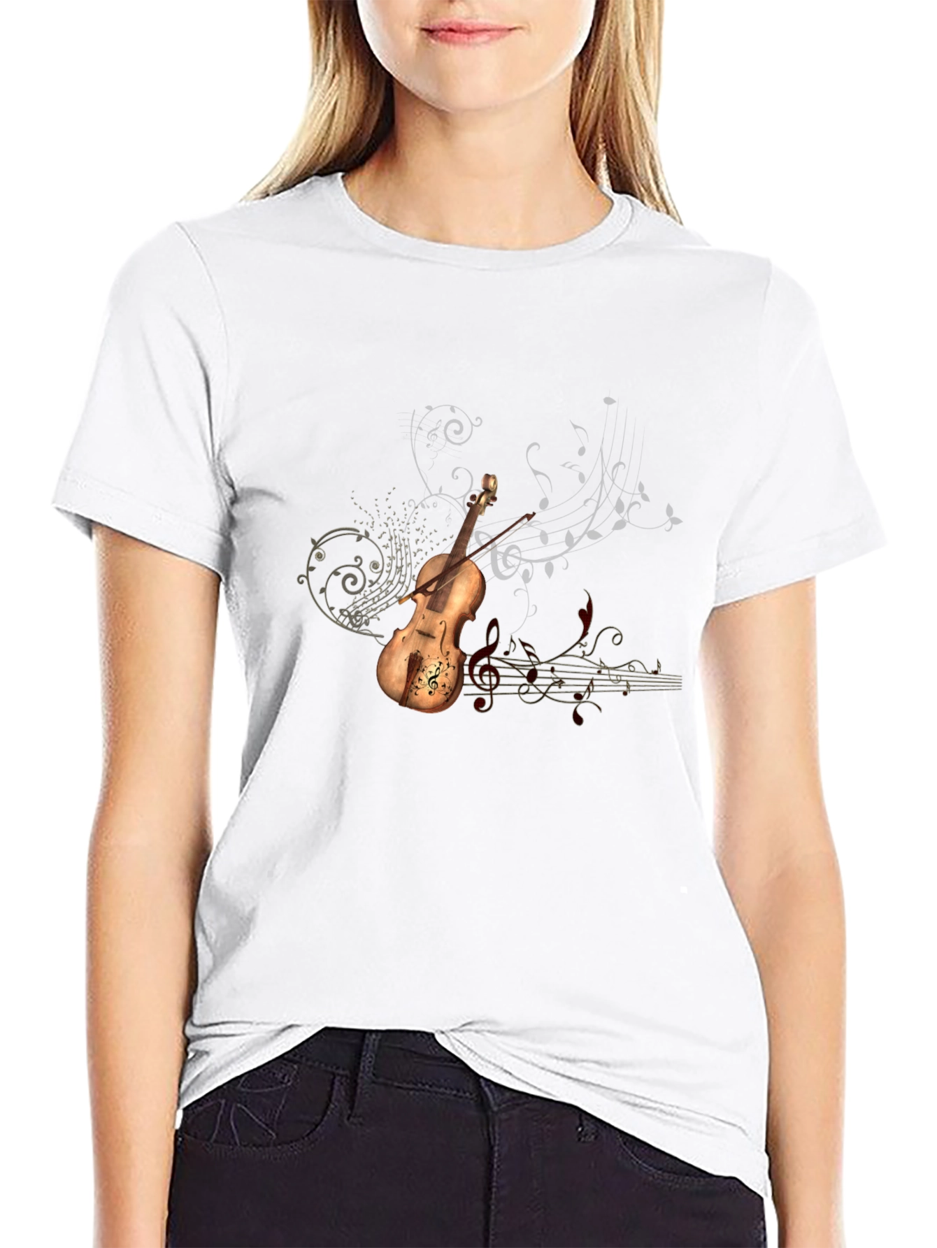 Violin Music Graphic Tee - Black