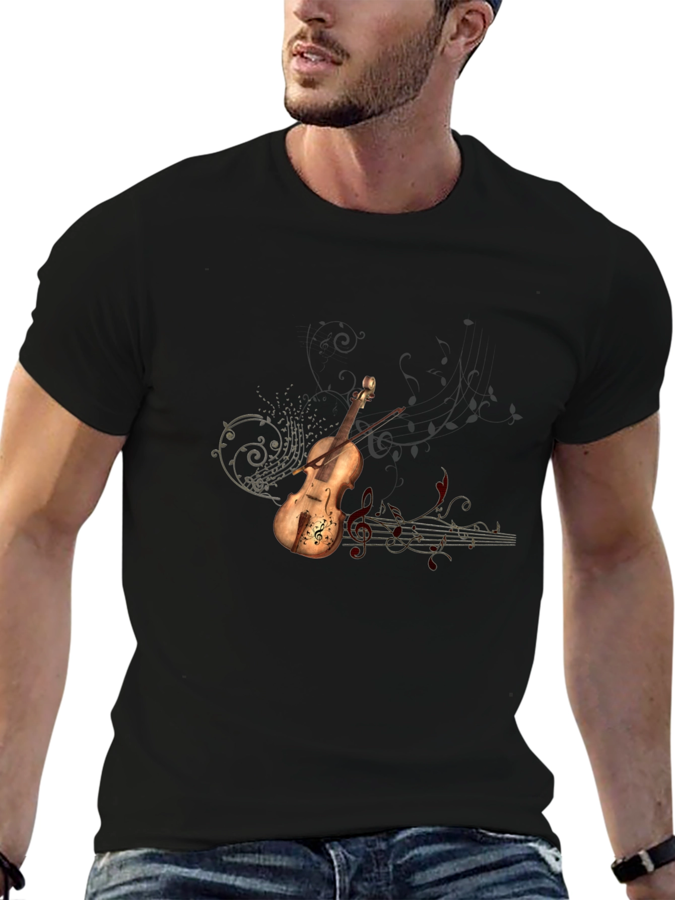 Violin Music Graphic Tee - Black