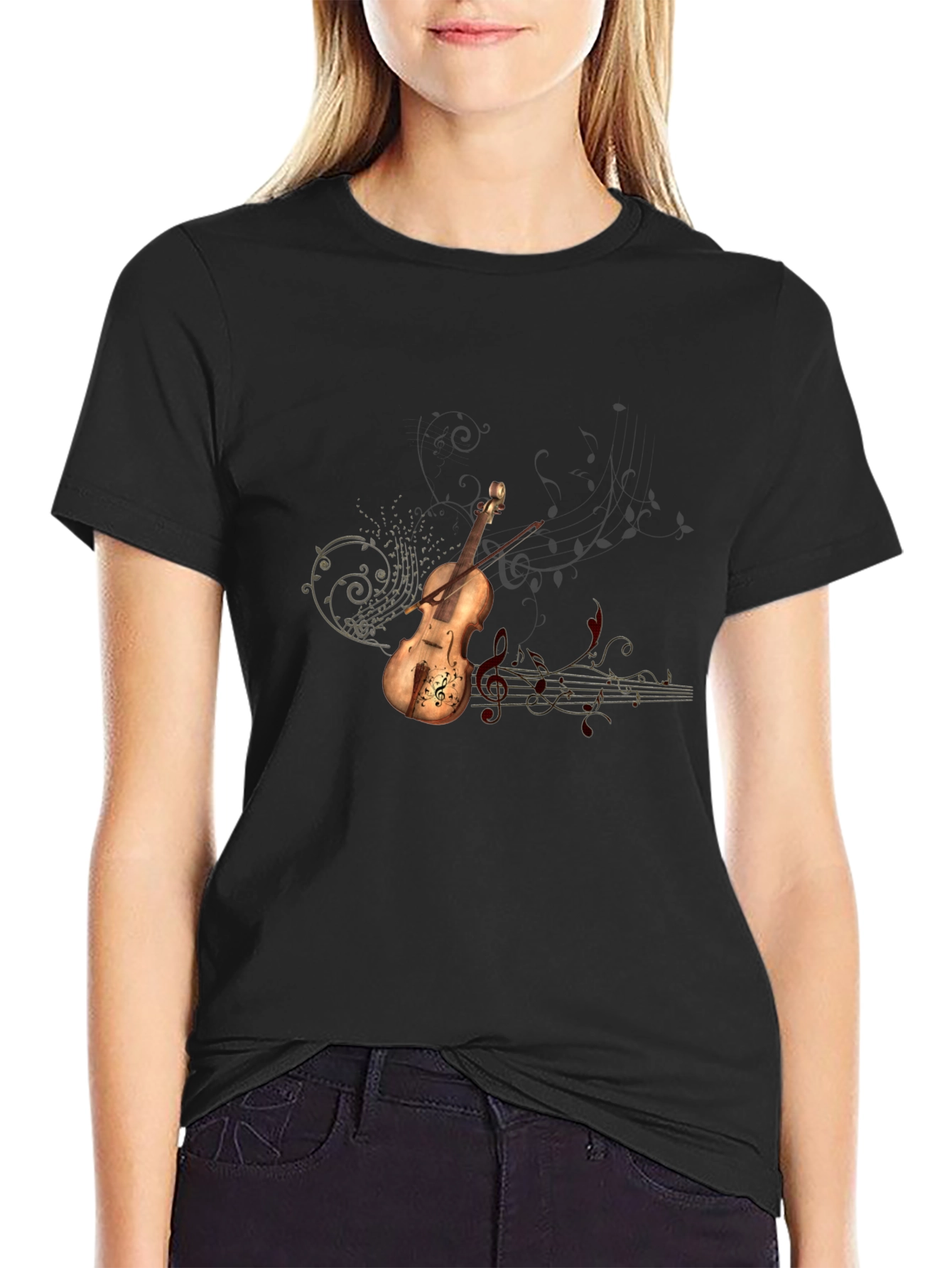 Violin Music Graphic Tee - Black