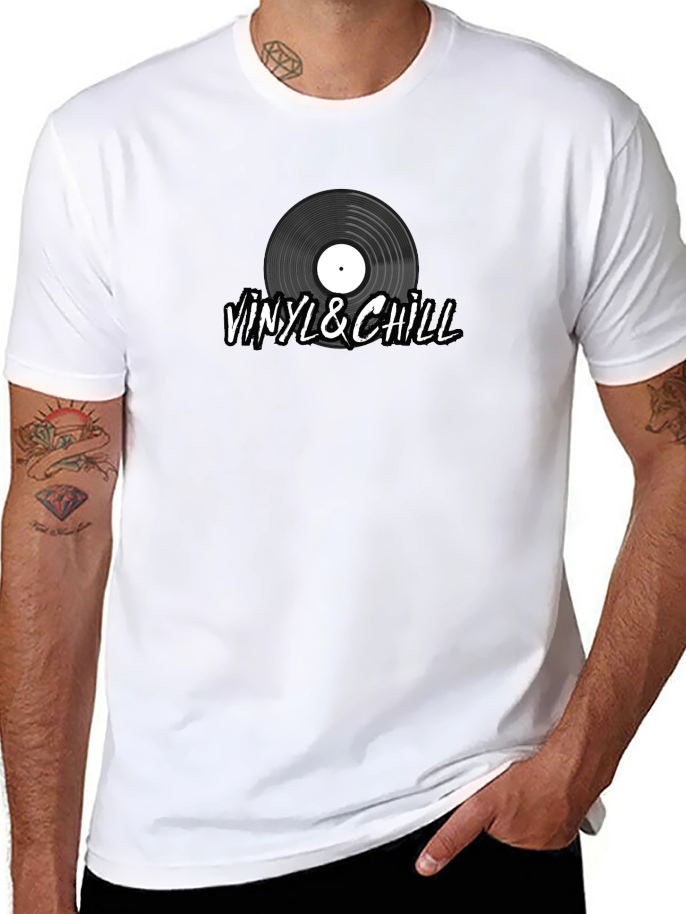 Vinyl & Chill Graphic Tee - Music Lover T-Shirt