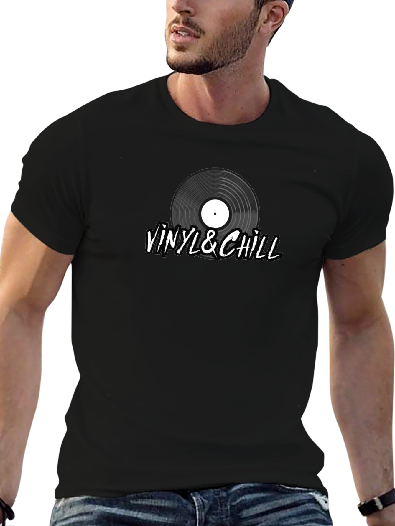 Vinyl & Chill Graphic Tee - Music Lover T-Shirt