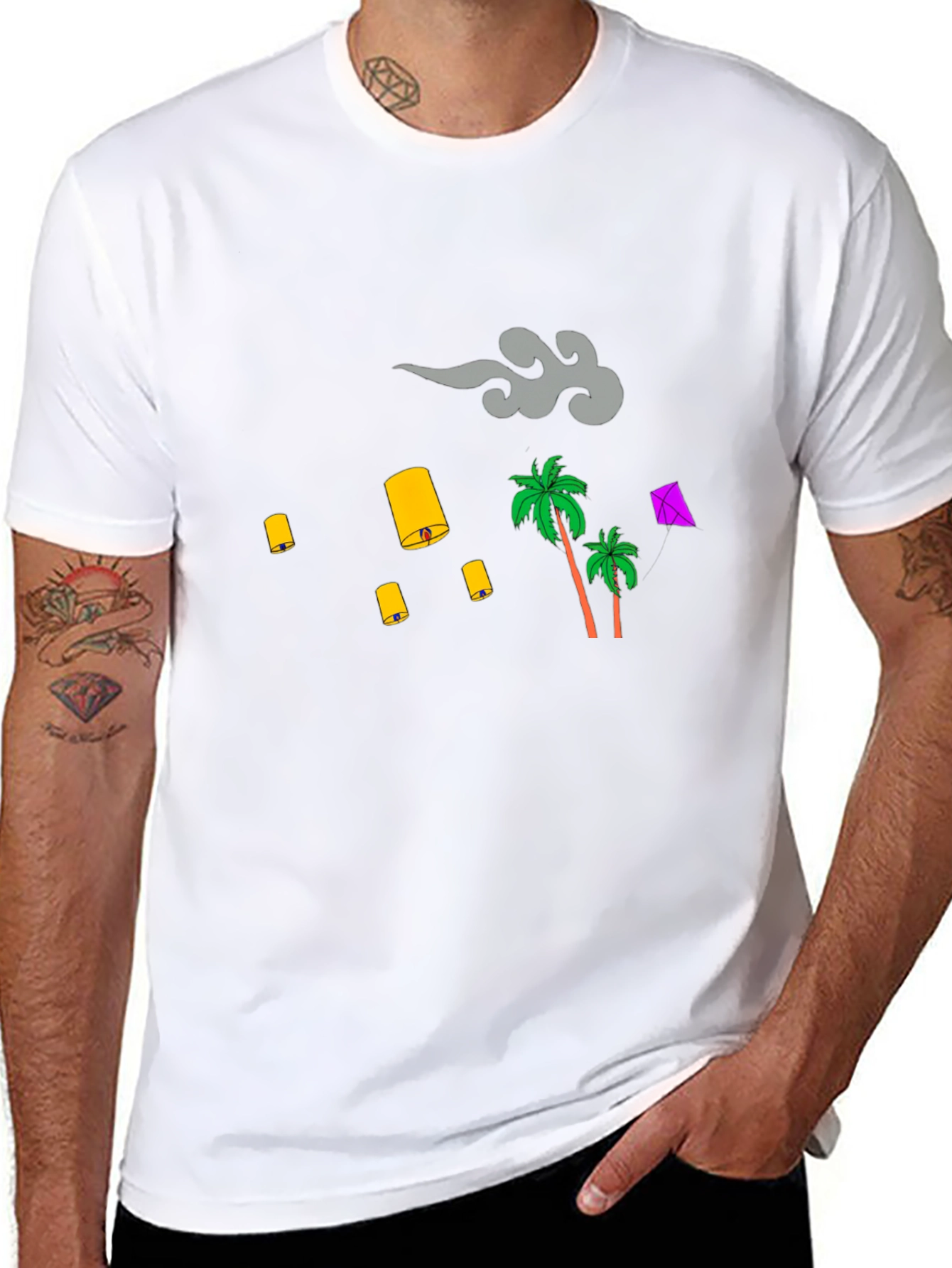 Tropical Lanterns Graphic T-Shirt
