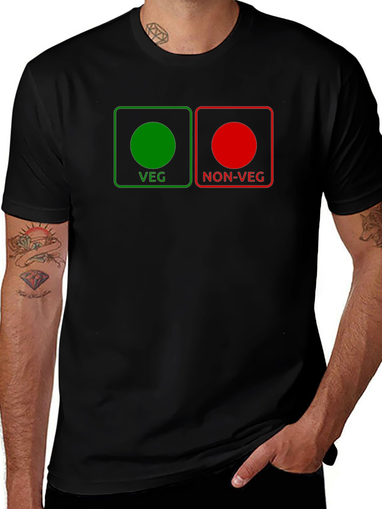 Veg/Non-Veg Graphic Tee - Novelty Black T-Shirt