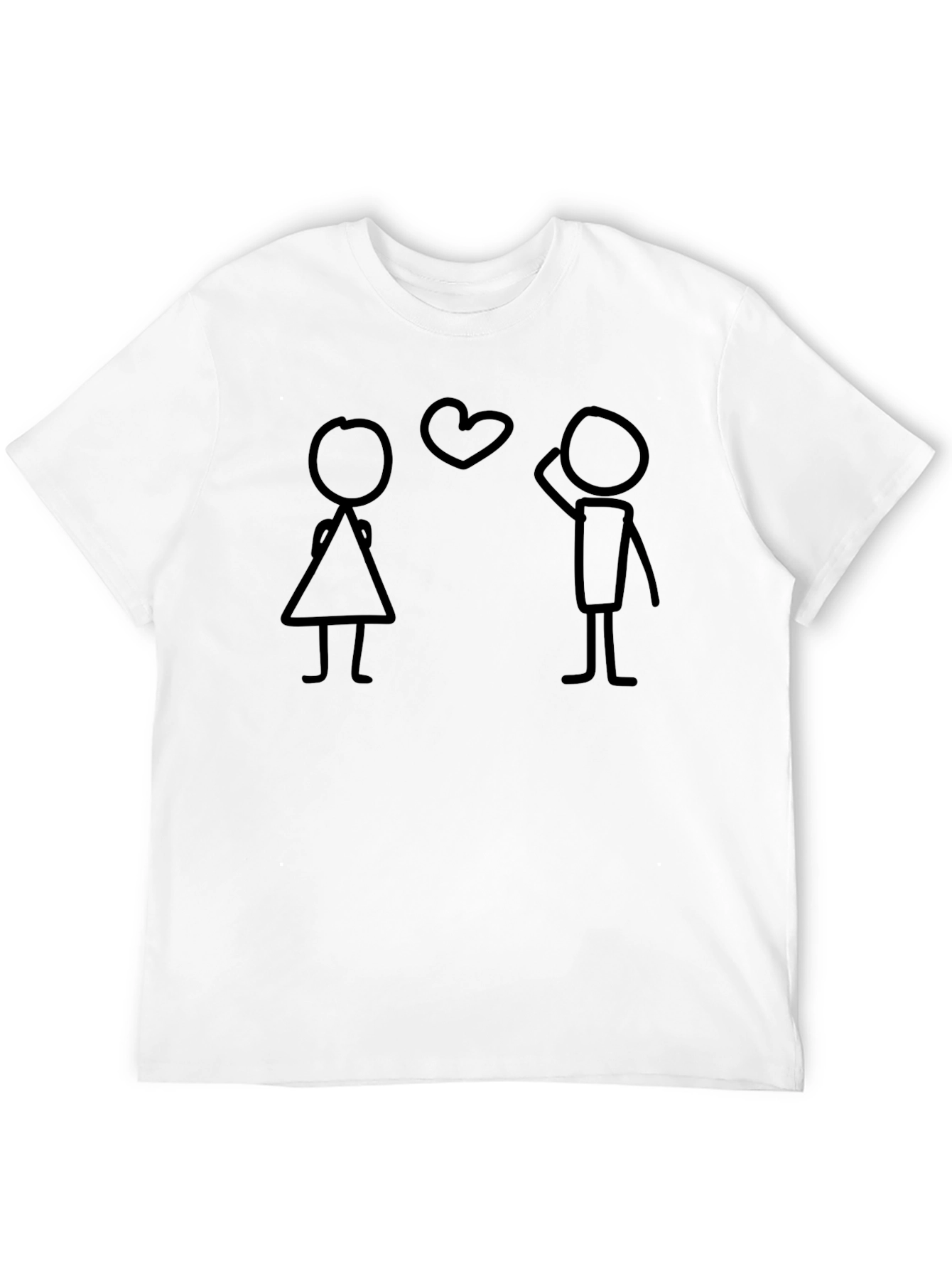 Stick Figure Love Graphic Tee - Casual Black T-Shirt