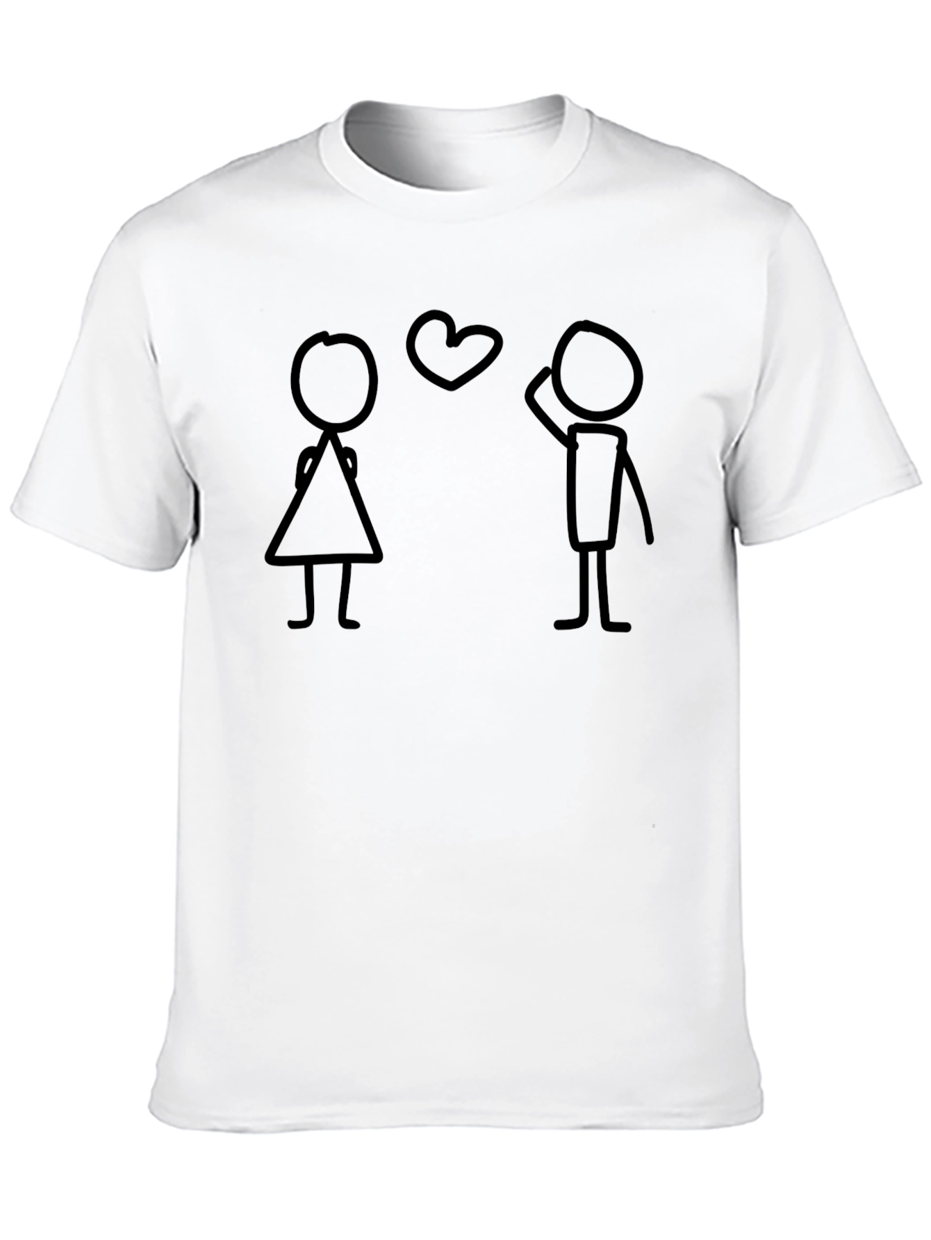 Stick Figure Love Graphic Tee - Casual Black T-Shirt