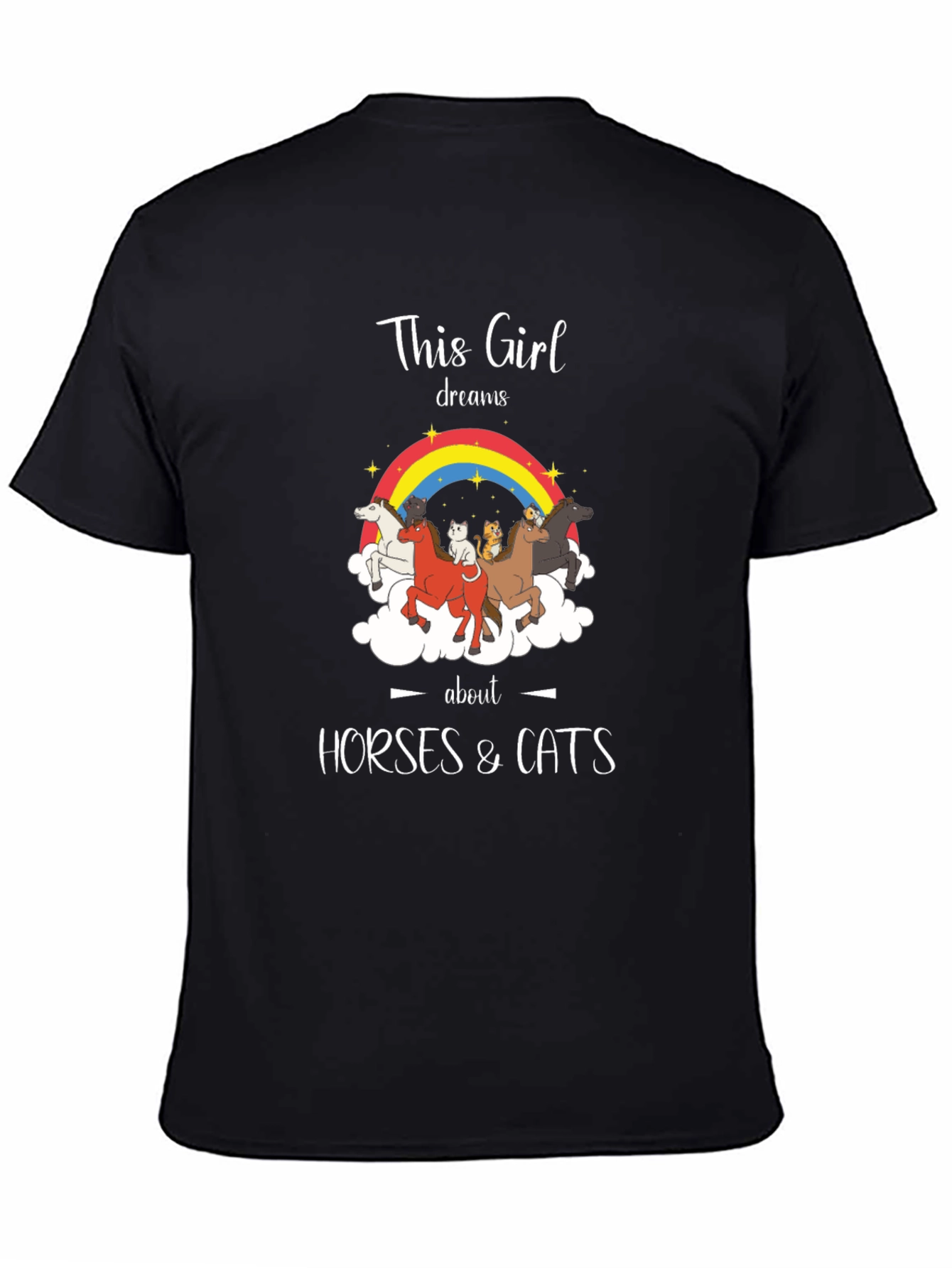 This Girl Dreams Horses & Cats Graphic T-Shirt