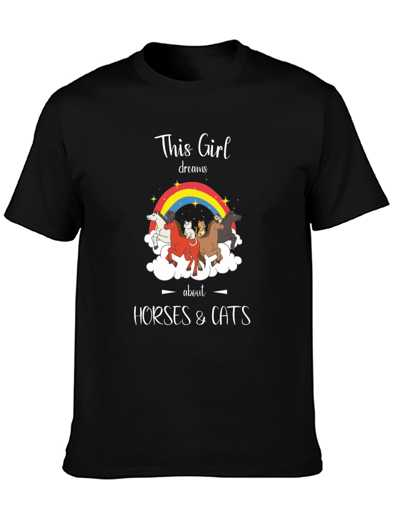 This Girl Dreams Horses & Cats Graphic T-Shirt