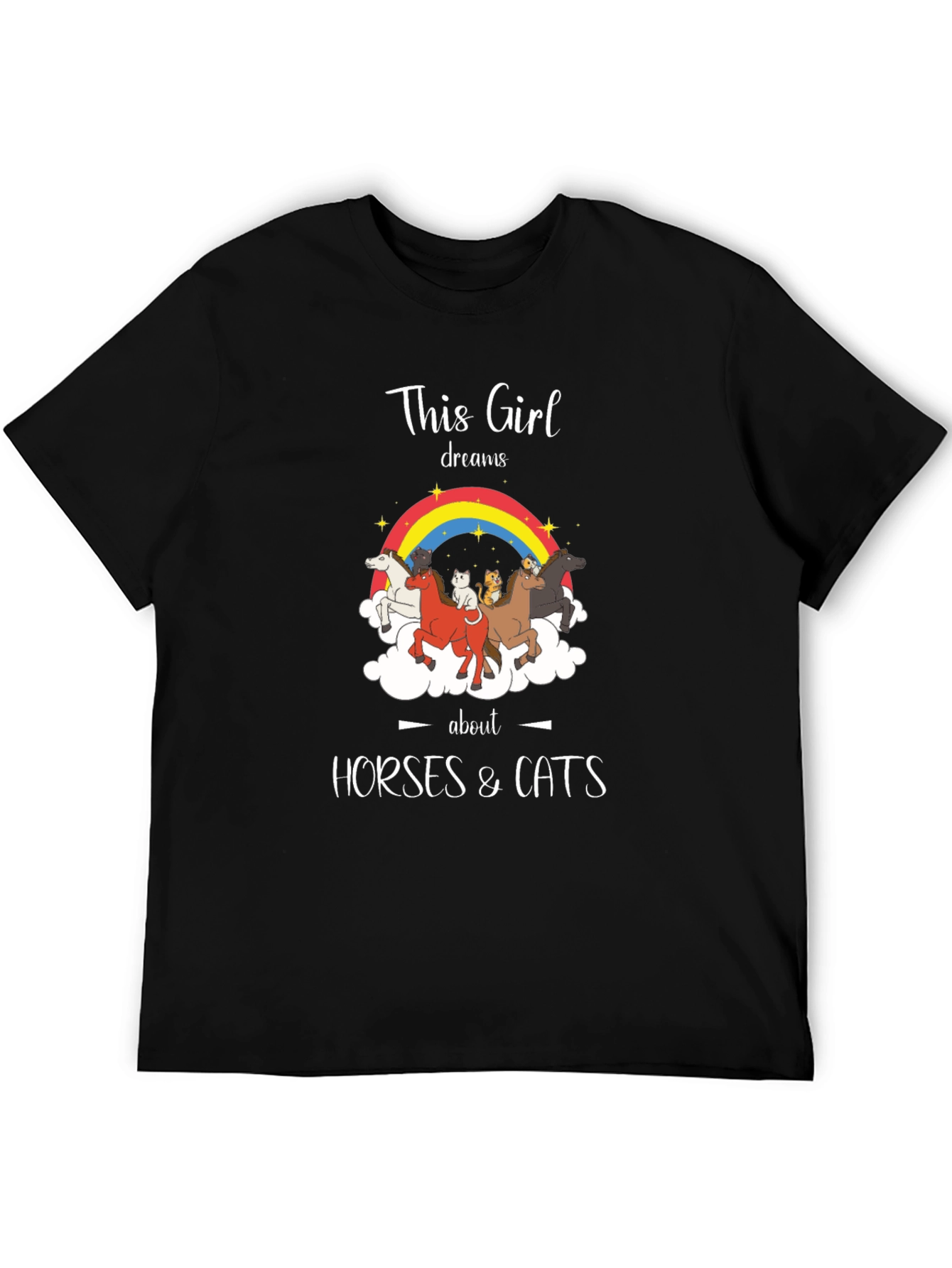 This Girl Dreams Horses & Cats Graphic T-Shirt