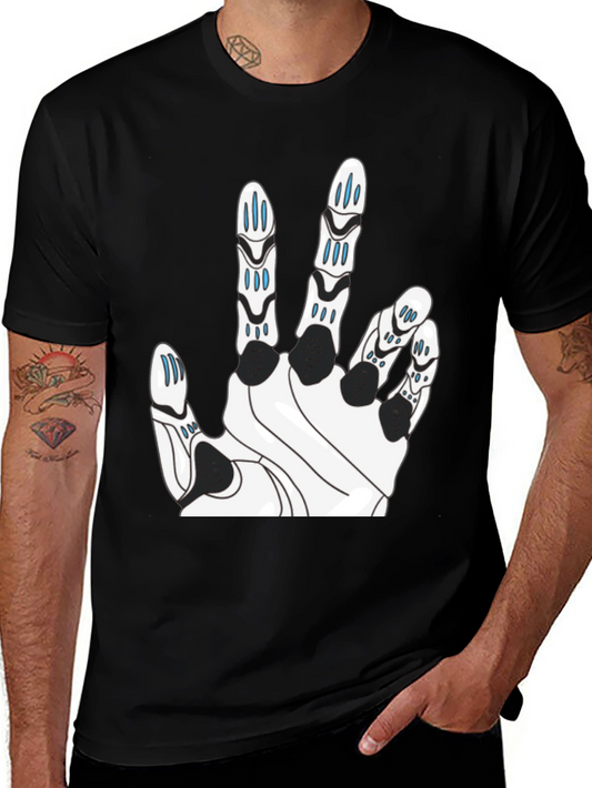Tech Hand Graphic T-Shirt - Black Cotton Blend