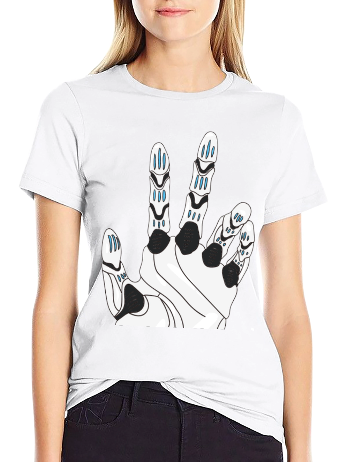 Tech Hand Graphic T-Shirt - Black Cotton Blend