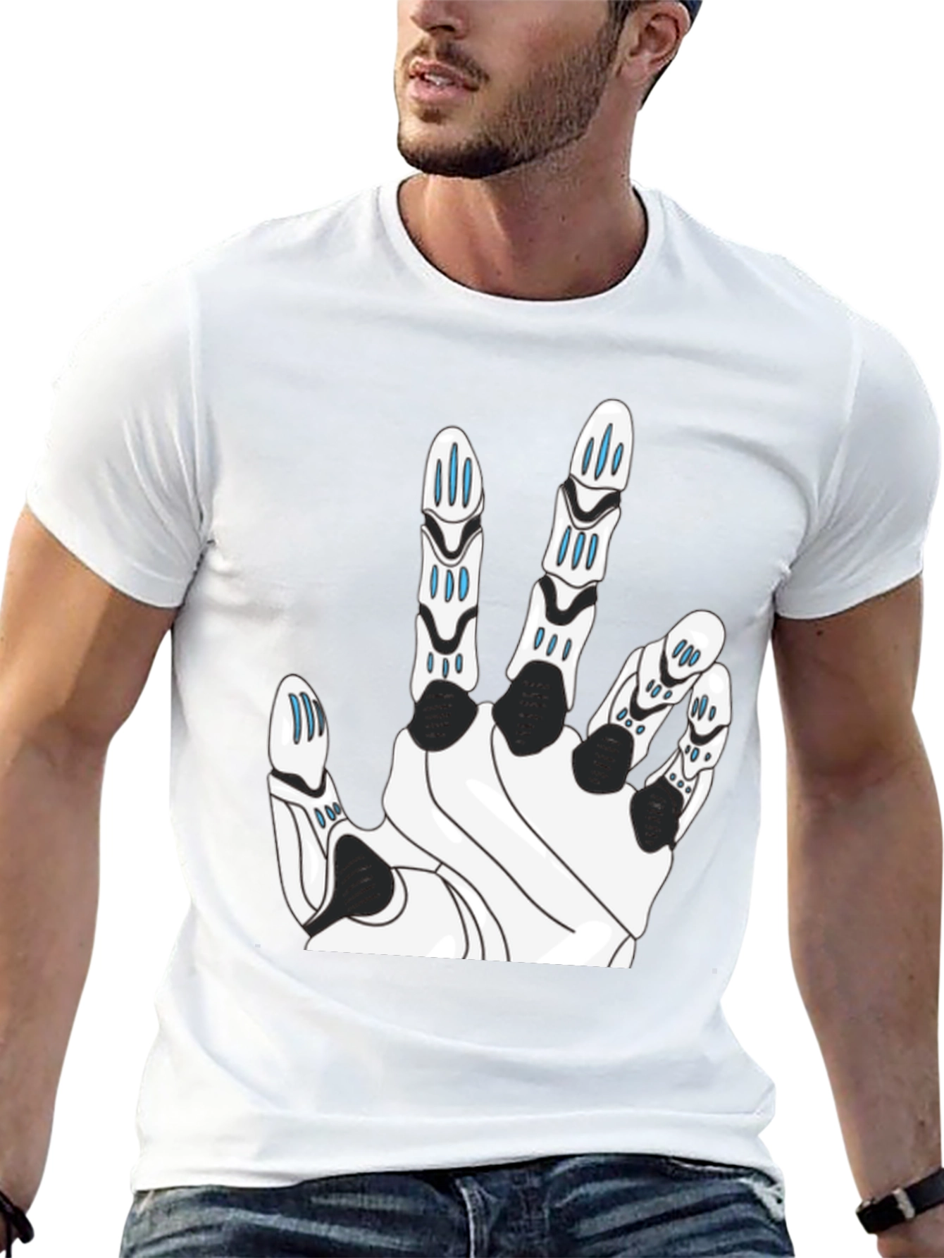 Tech Hand Graphic T-Shirt - Black Cotton Blend