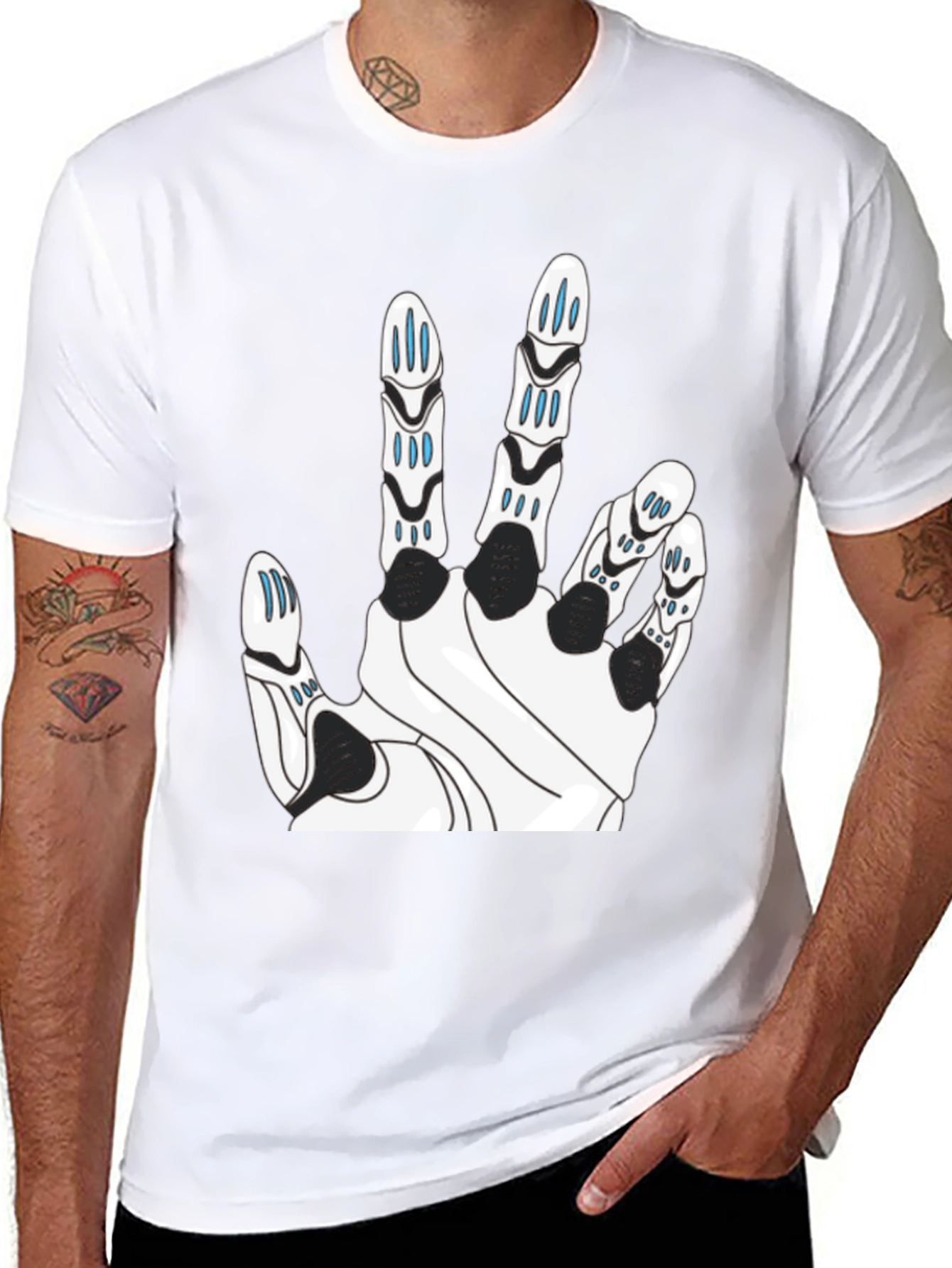 Tech Hand Graphic T-Shirt - Black Cotton Blend
