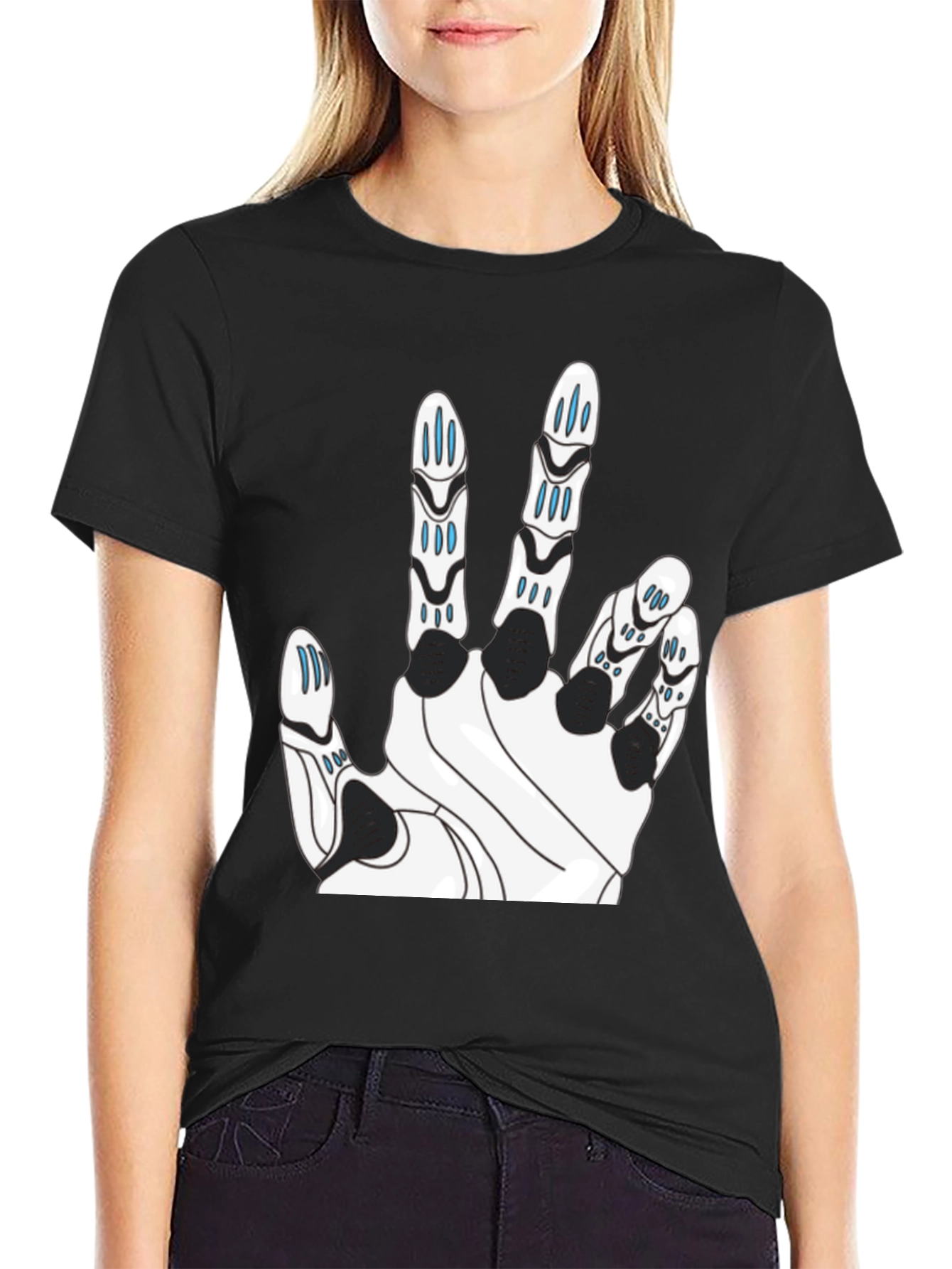 Tech Hand Graphic T-Shirt - Black Cotton Blend