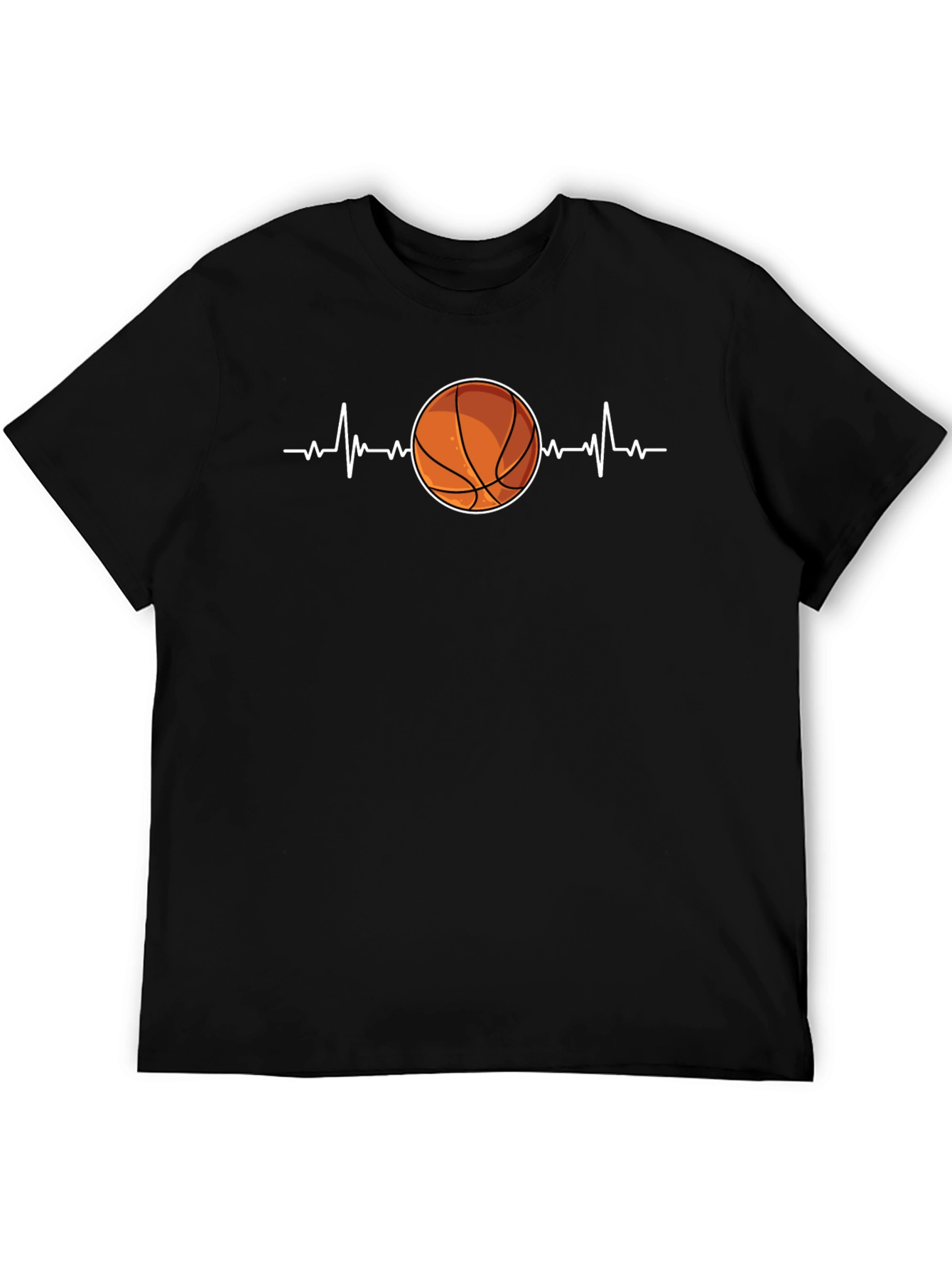 Basketball Heartbeat Graphic Tee - Black