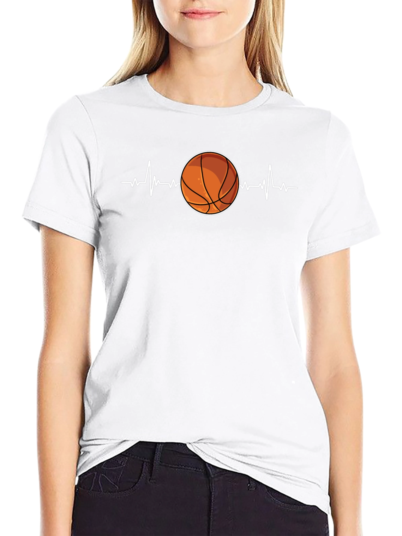 Basketball Heartbeat Graphic Tee - Black