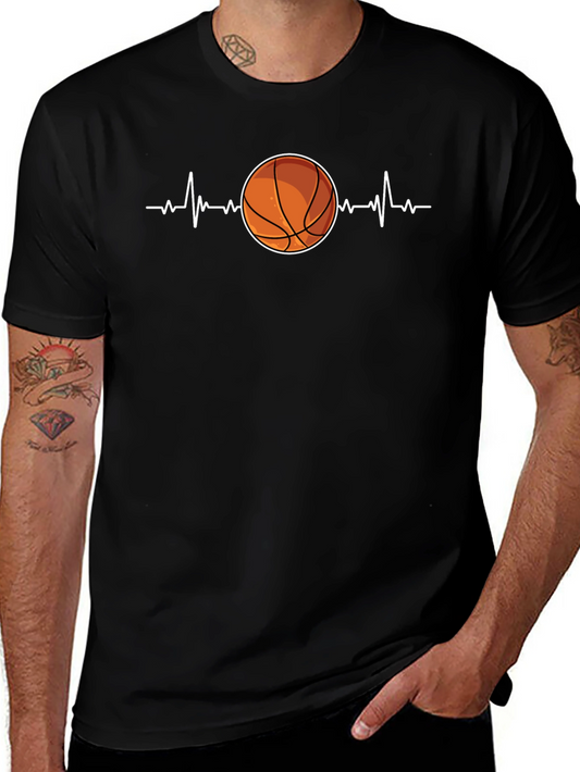 Basketball Heartbeat Graphic Tee - Black
