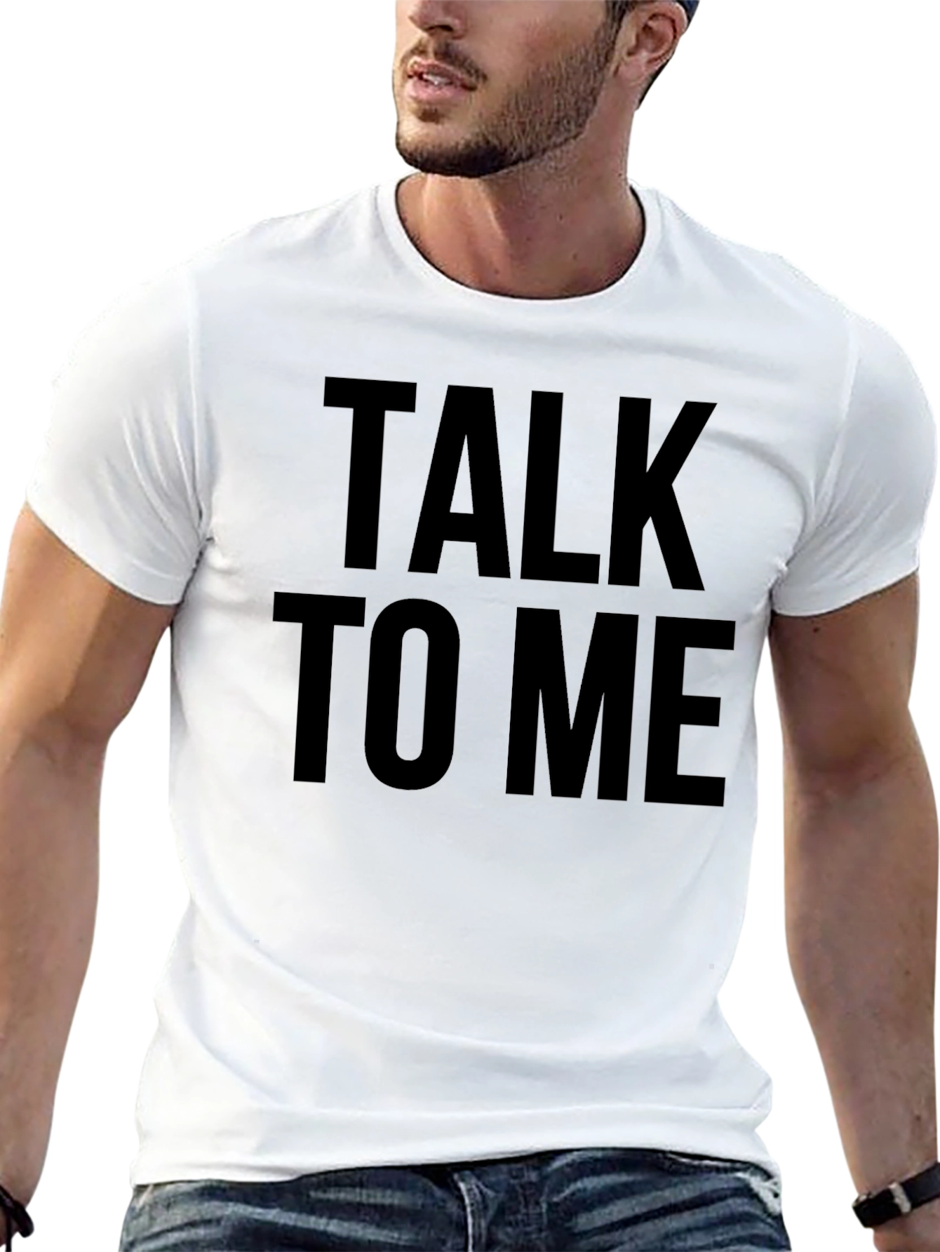 Talk to Me Graphic Tee - Black Cotton T-Shirt