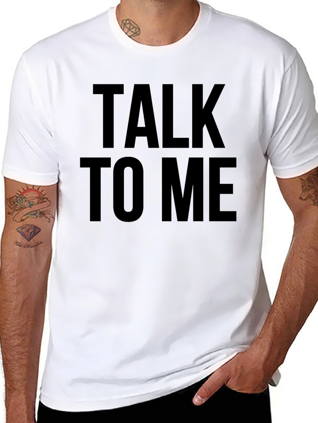 Talk to Me Graphic Tee - Black Cotton T-Shirt