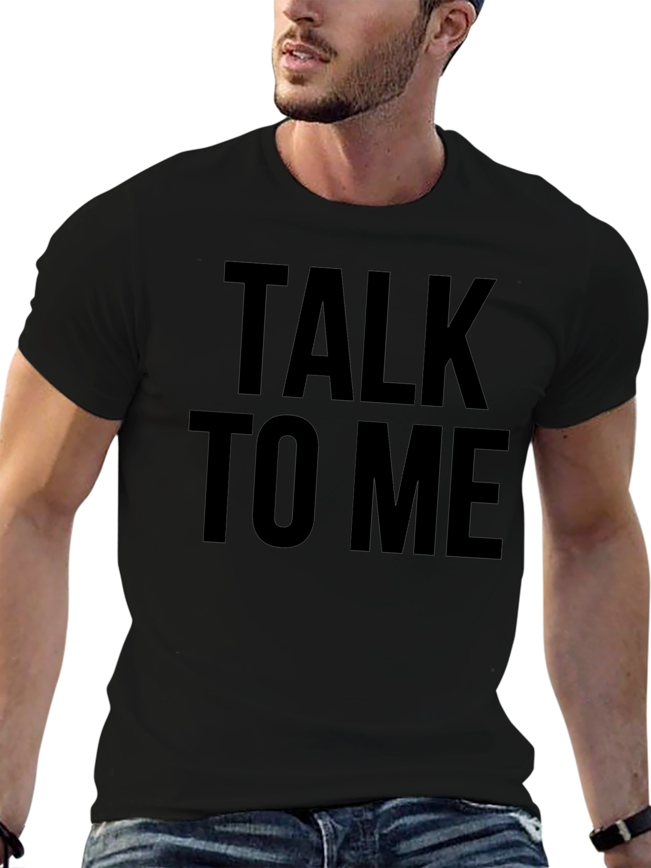 Talk to Me Graphic Tee - Black Cotton T-Shirt