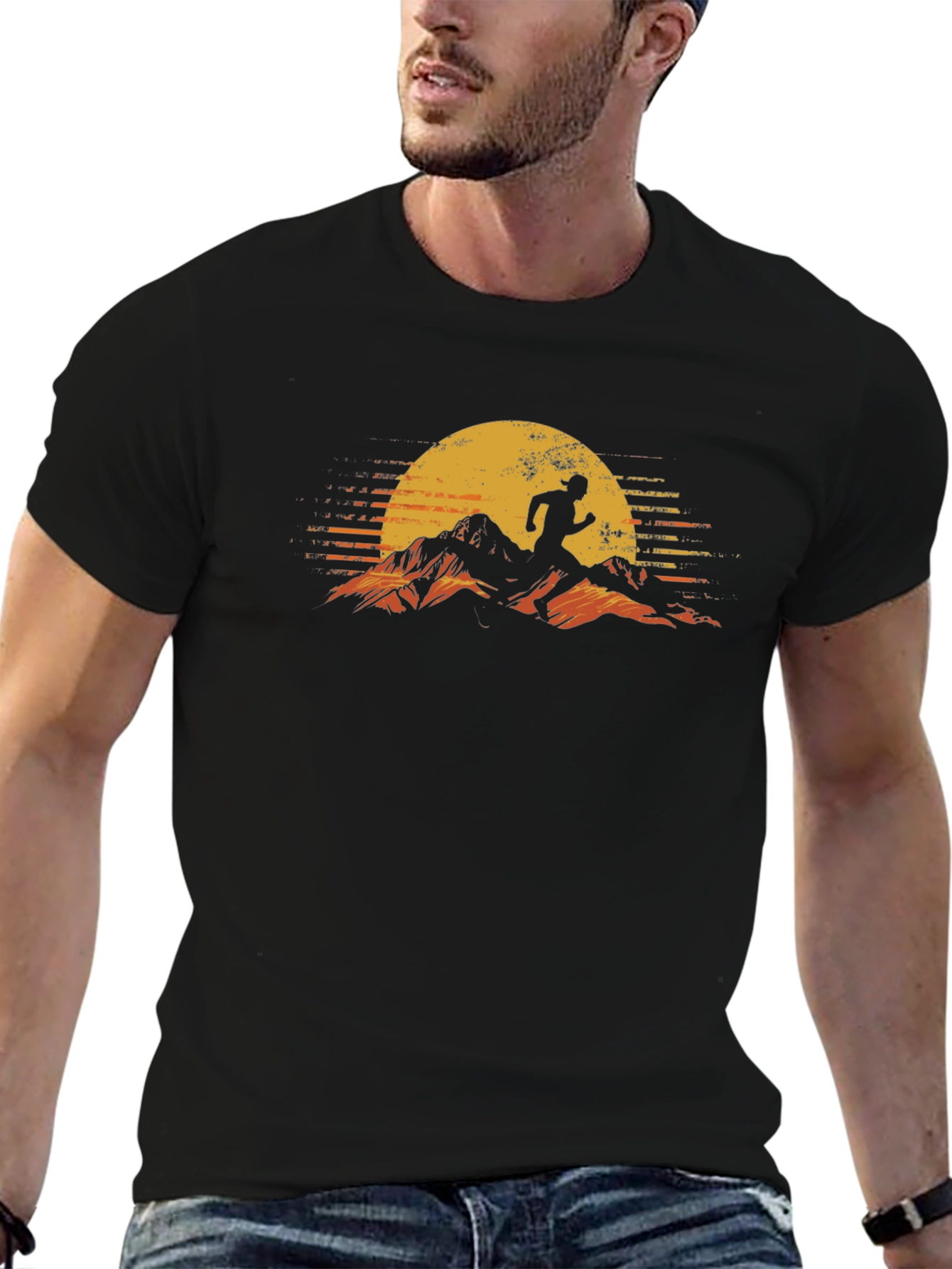 Sunrise Runner Graphic Tee - Mens Black T-Shirt