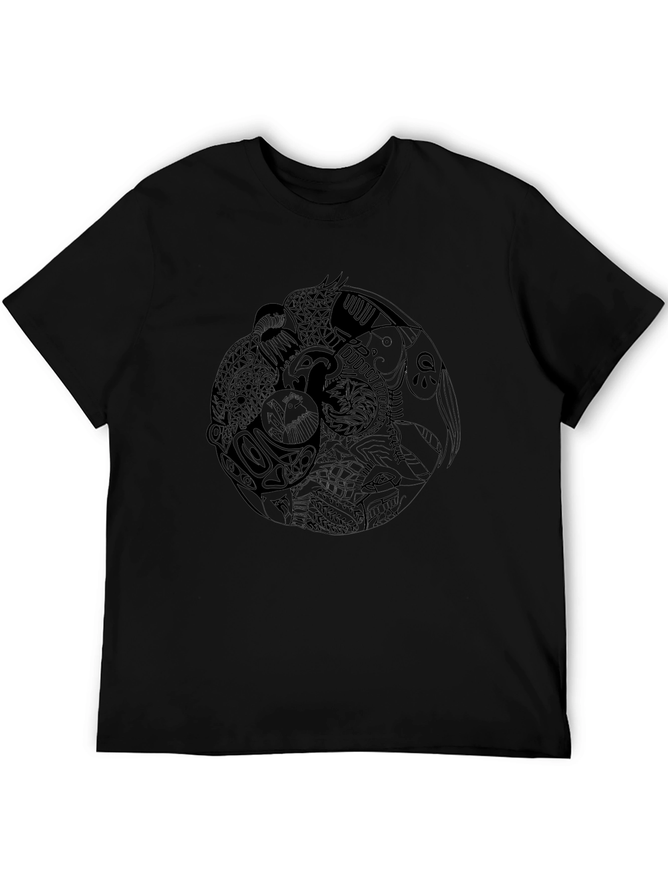 Yin Yang Animal Print Black T-Shirt