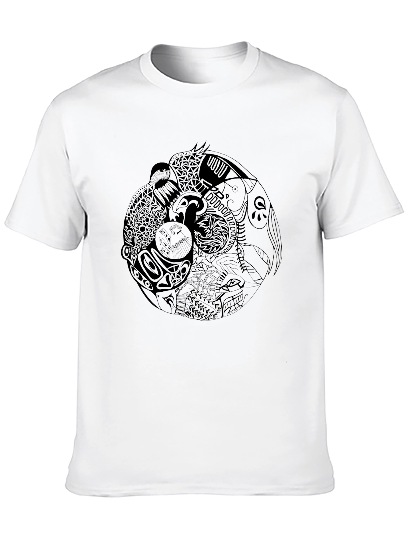 Yin Yang Animal Print Black T-Shirt