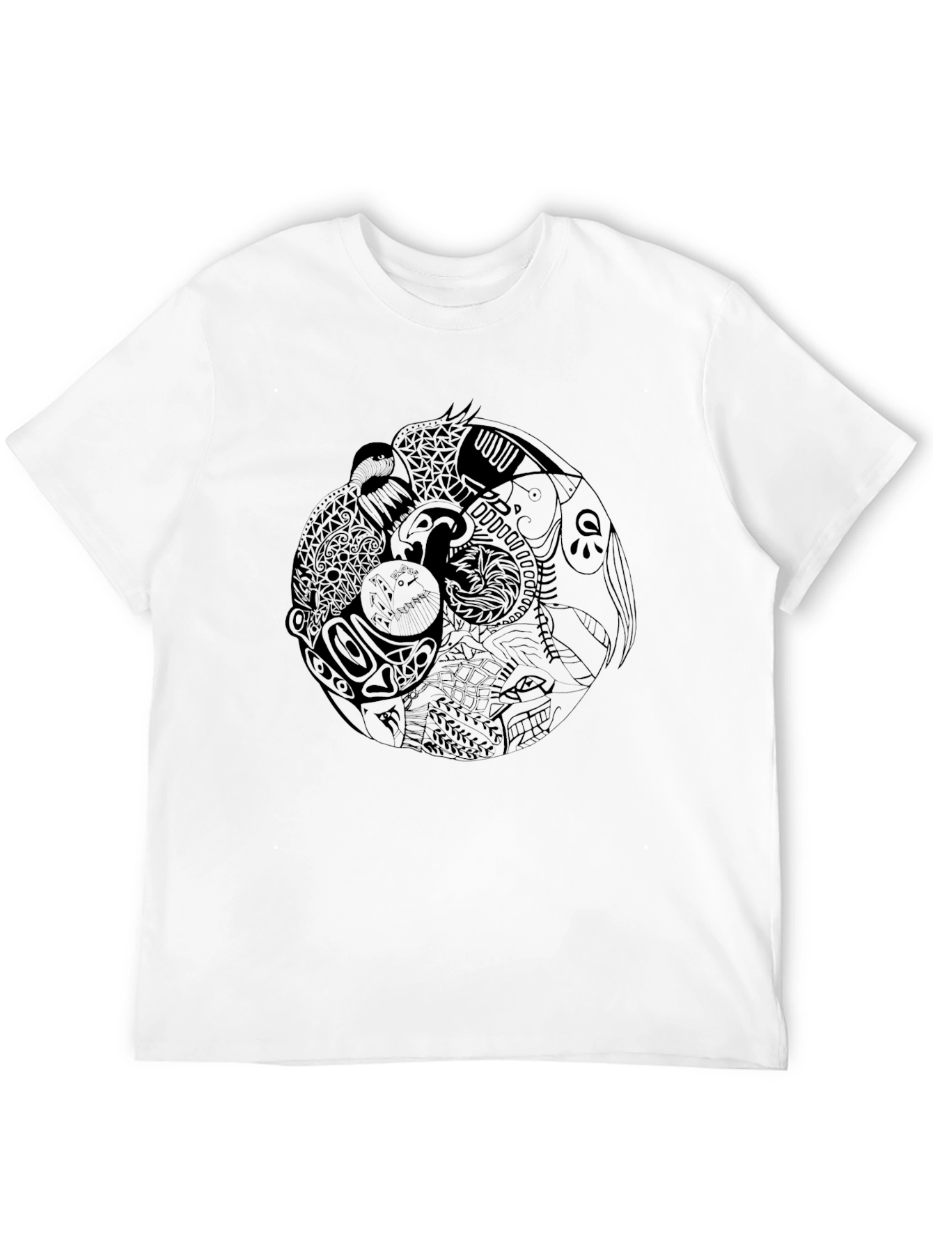 Yin Yang Animal Print Black T-Shirt