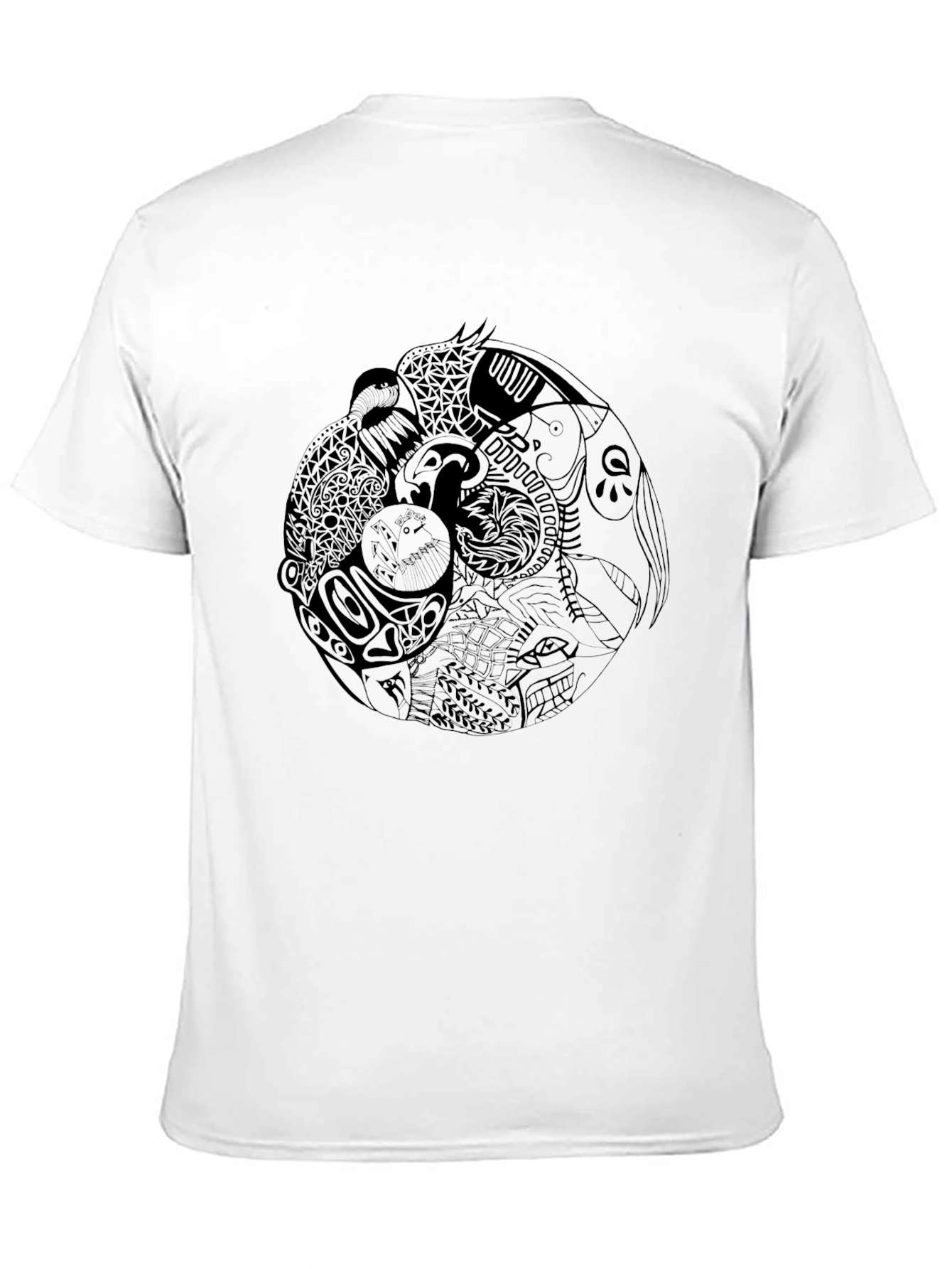 Yin Yang Animal Print Black T-Shirt