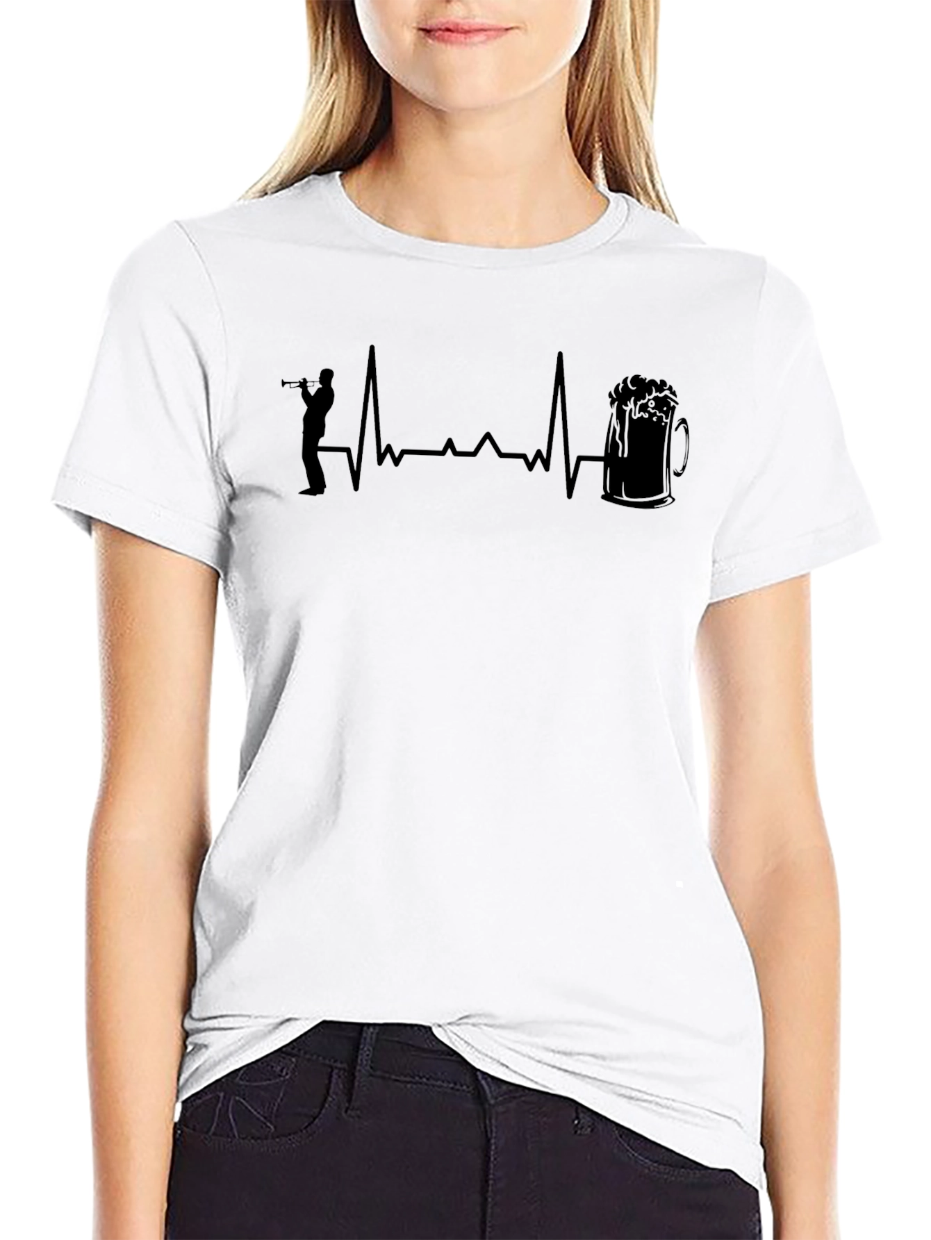 Trumpet and Beer Heartbeat Graphic Tee