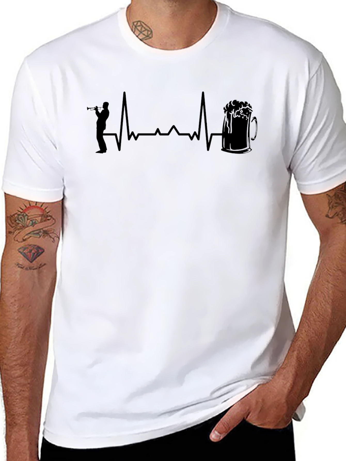 Trumpet and Beer Heartbeat Graphic Tee