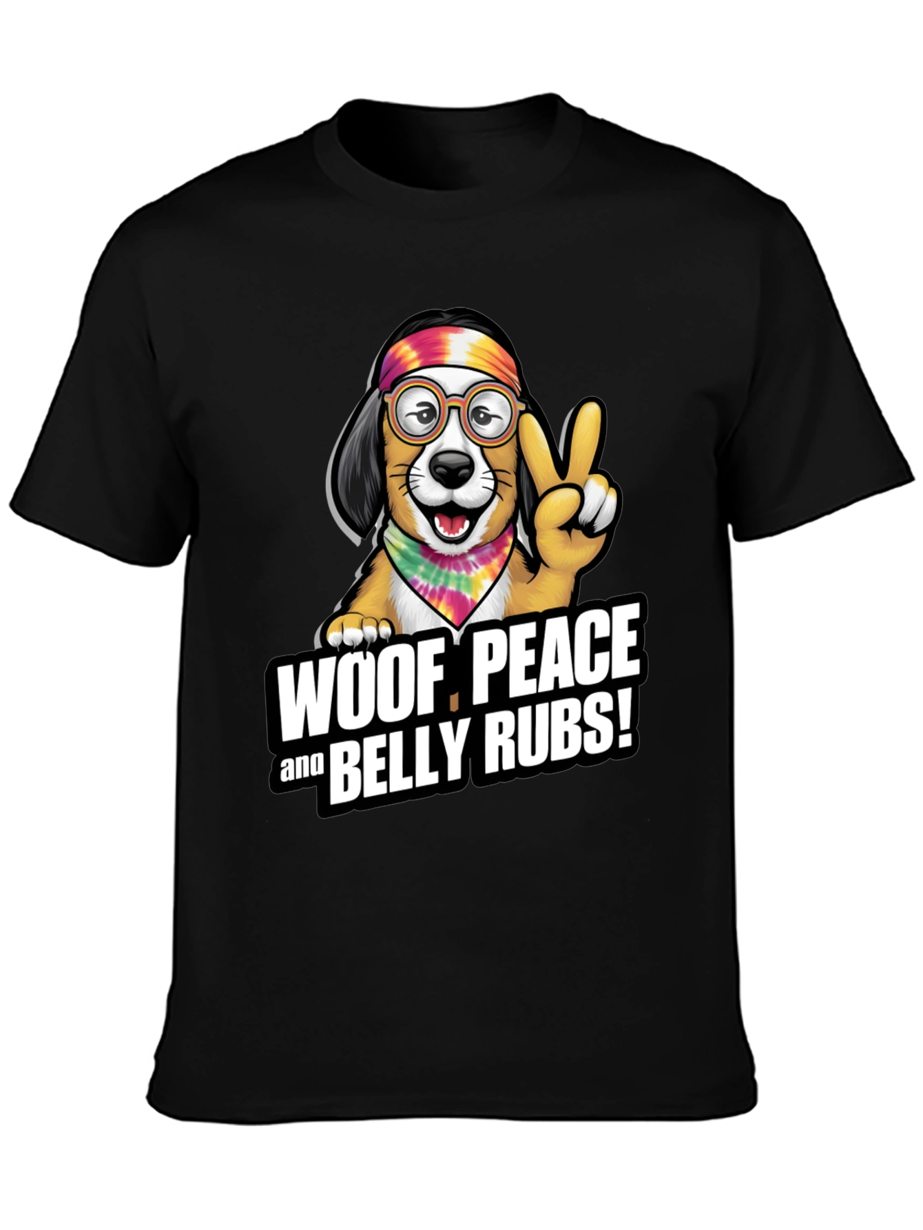 Woof Peace & Belly Rubs Black T-Shirt