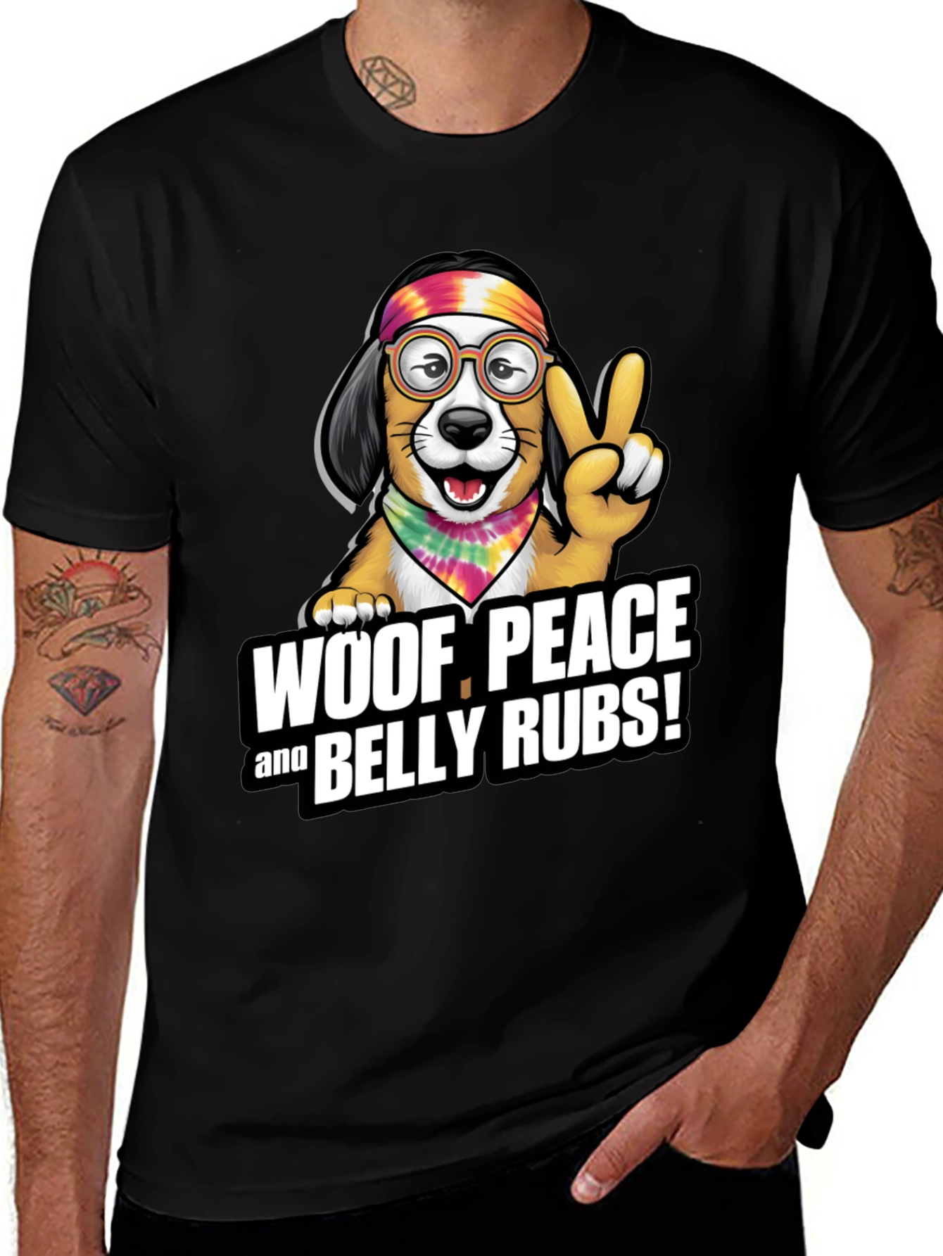 Woof Peace & Belly Rubs Black T-Shirt
