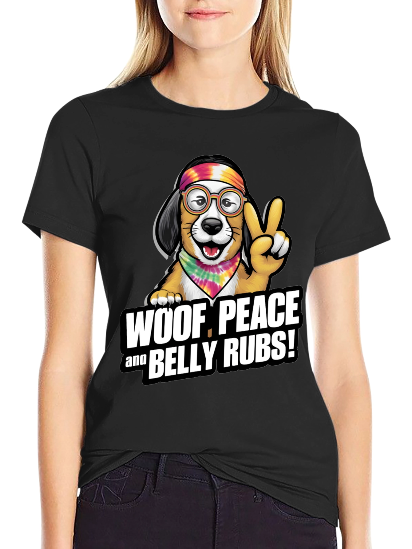 Woof Peace & Belly Rubs Black T-Shirt