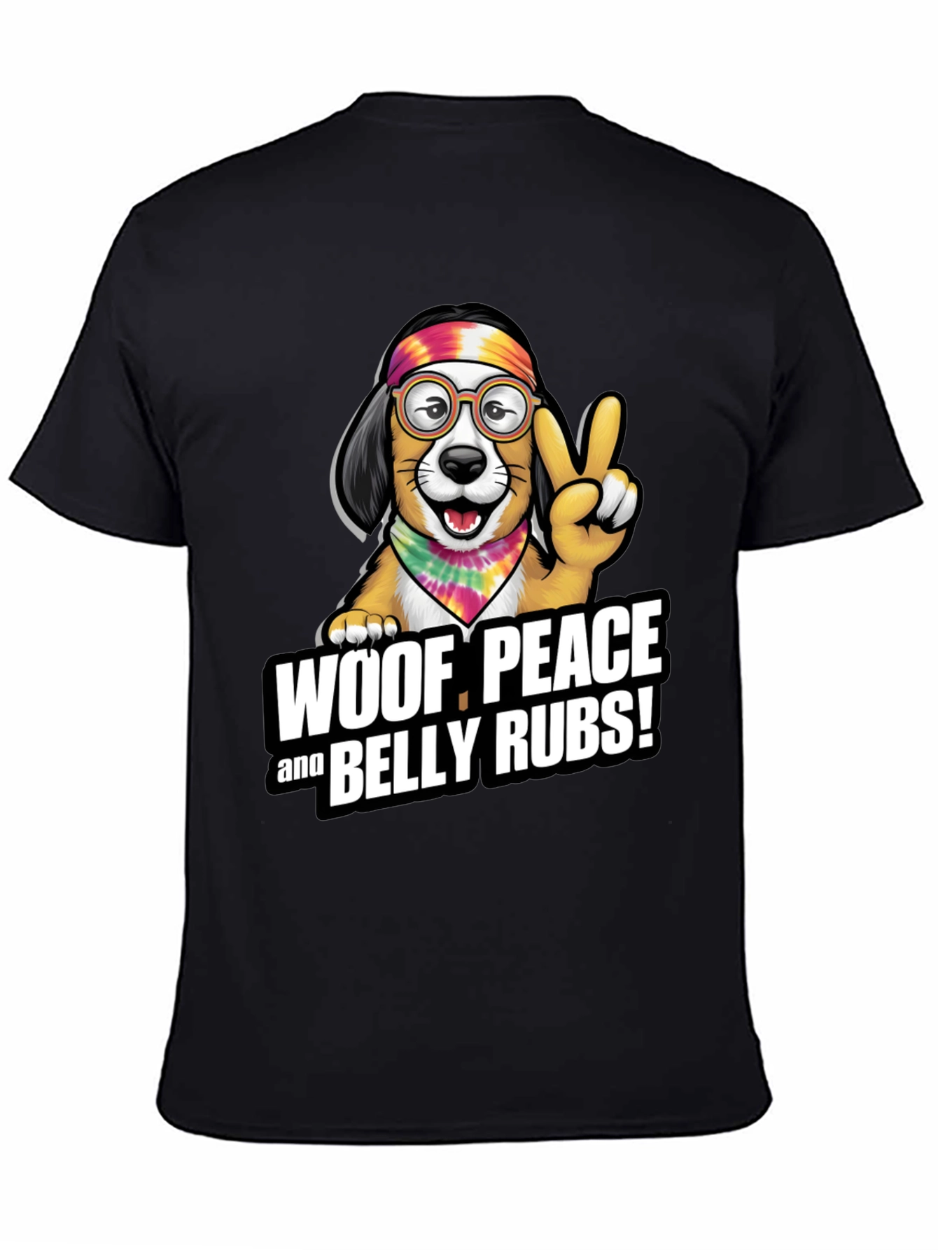 Woof Peace & Belly Rubs Black T-Shirt