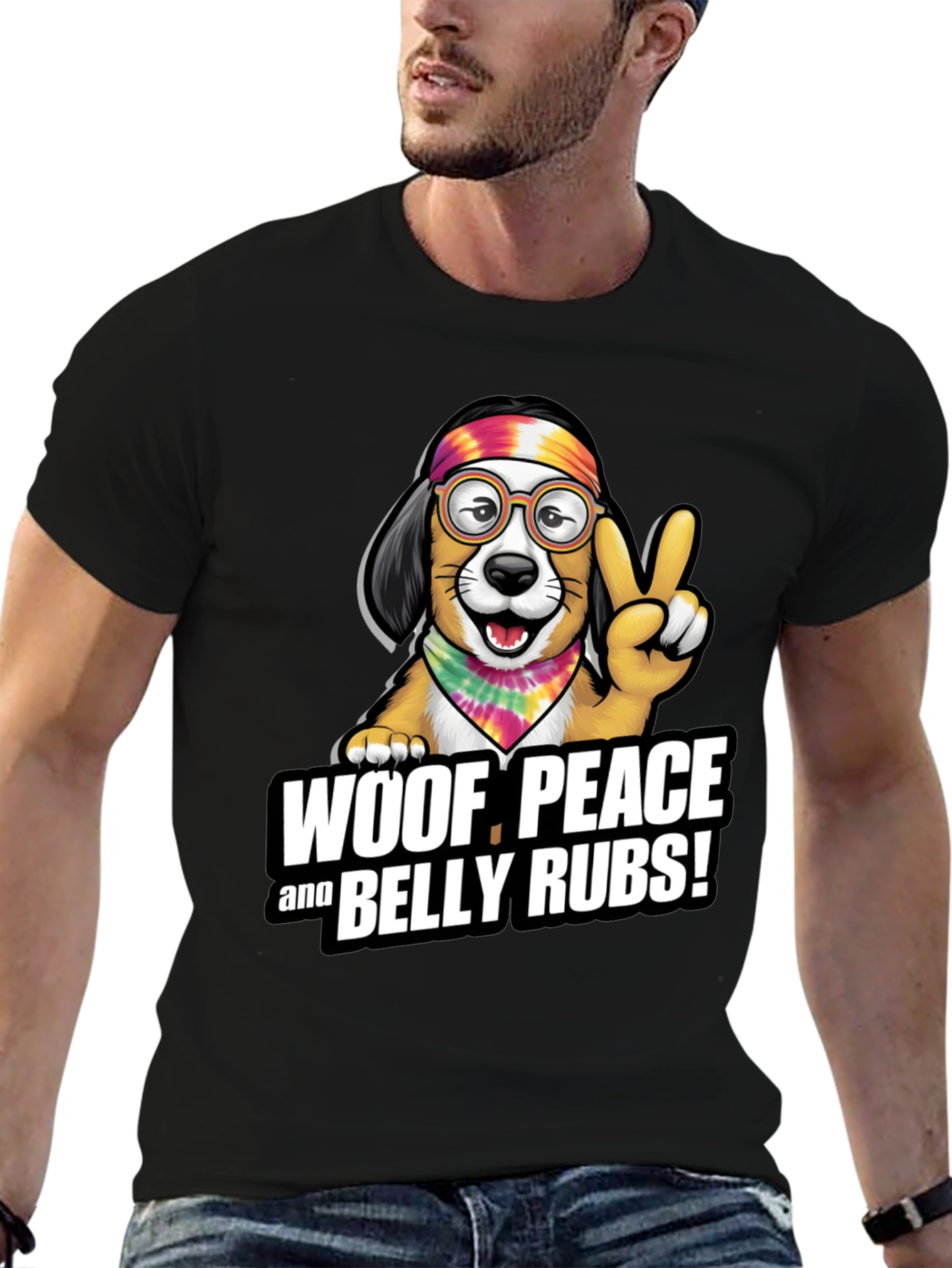 Woof Peace & Belly Rubs Black T-Shirt