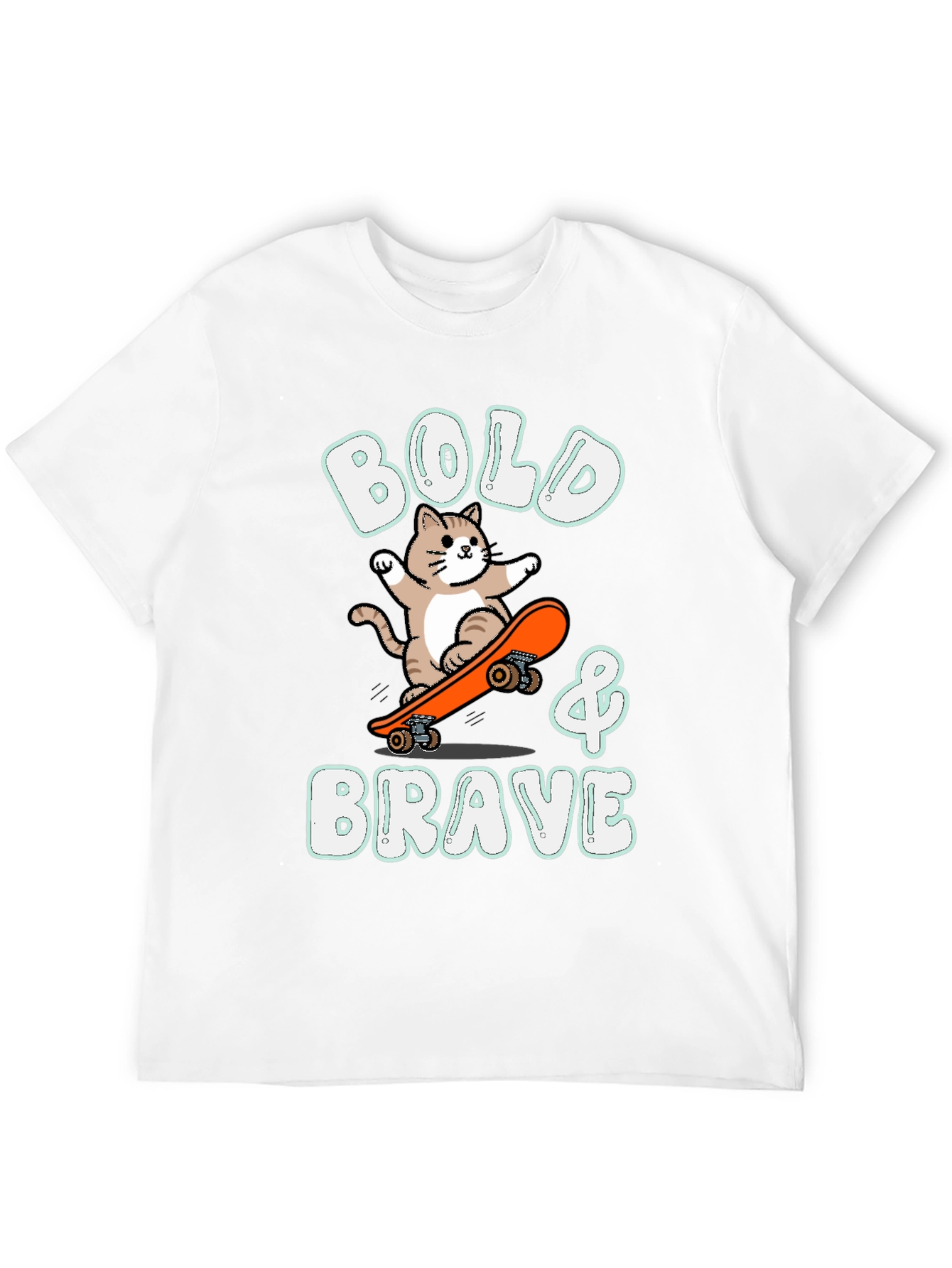 Bold & Brave Cat Skateboarder Graphic Tee