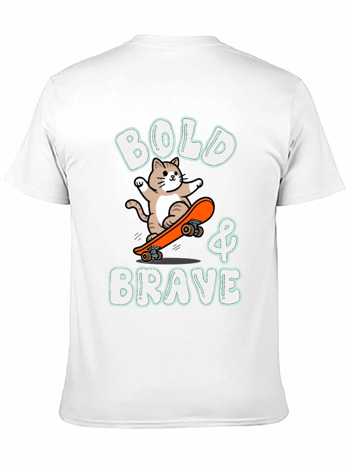 Bold & Brave Cat Skateboarder Graphic Tee